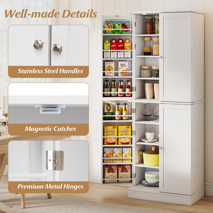 Hivvago Kitchen Pantry Cabinet 65.5 Inch Freestanding Tall Buffet Cupboard