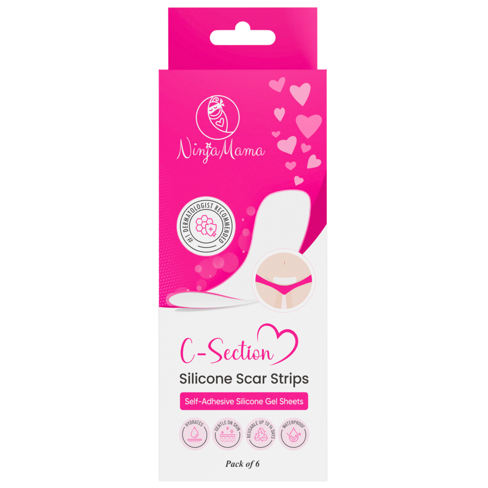 Ninja Mama Transparent C-Section Silicone Scar Strips - Pack of 6