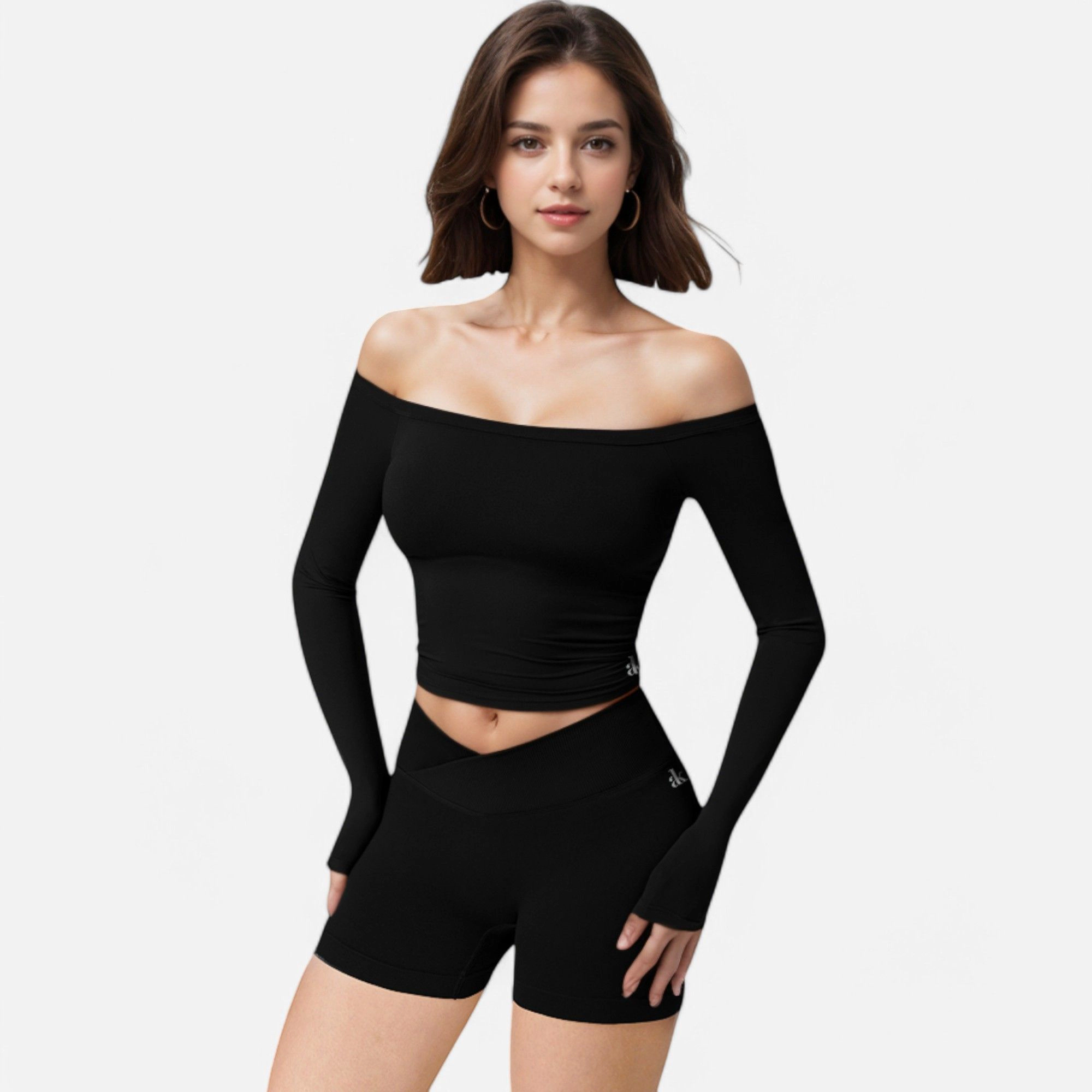 Anna-Kaci Women's One Shoulder Long Sleeve Crop Top with Thumb Holes for Casual Look