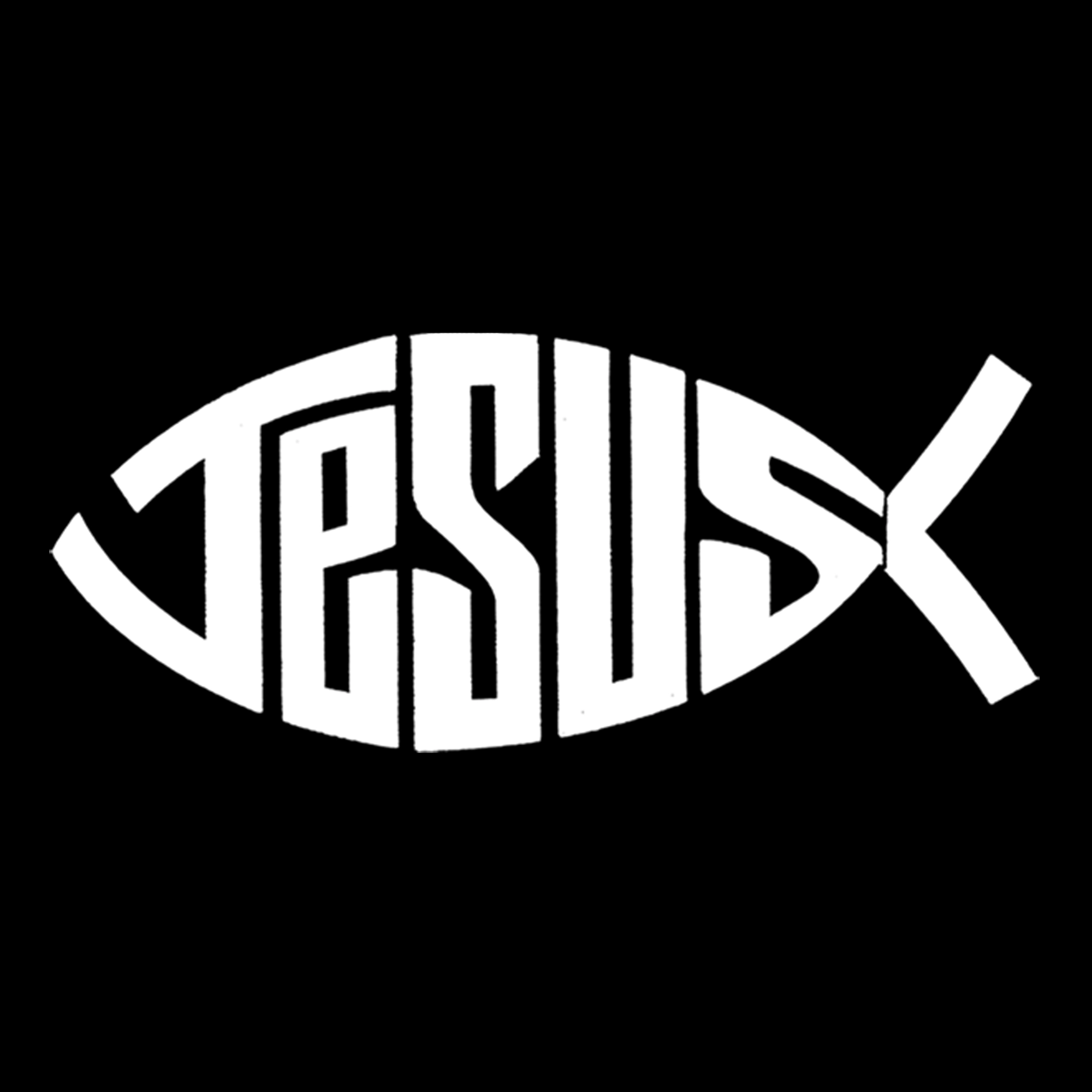 LA Pop Art Christian Jesus Name Fish Symbol - Women's Word Hooded Sweatshirt