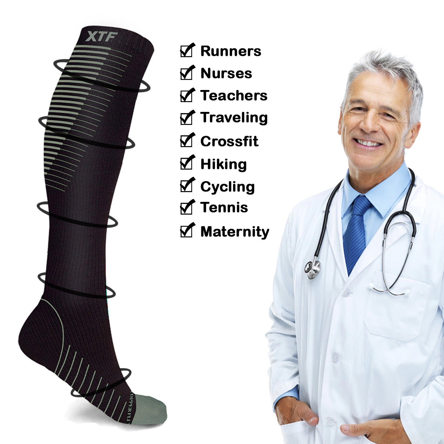 Extreme Fit Copper Compression Socks - Knee High For Running
