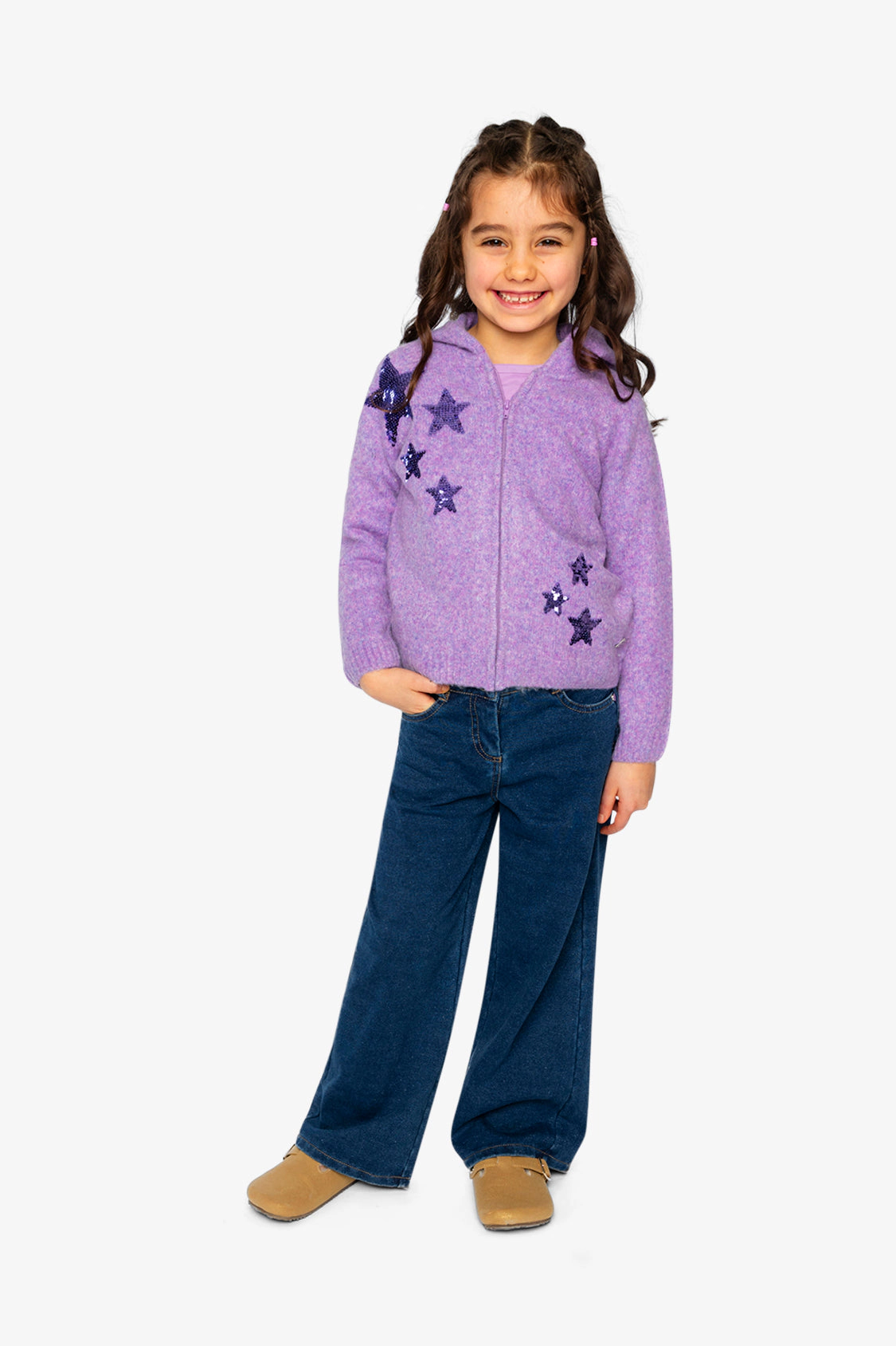 Deux par Girls Hooded Knitted Cardigan