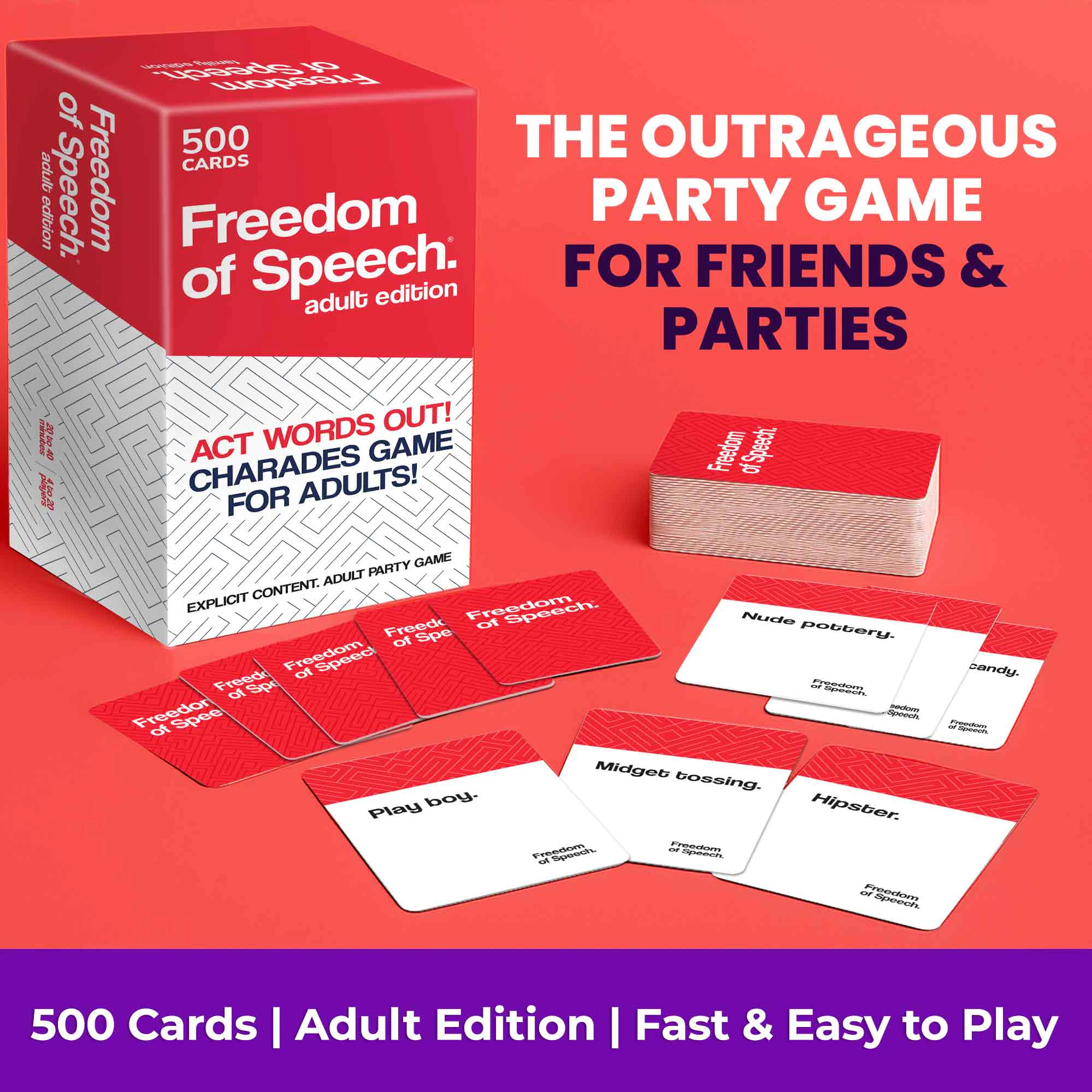 QUOKKA Guess the Word Card Game for Adults and Family - Fast-Paced Party with Timer 500 Cards