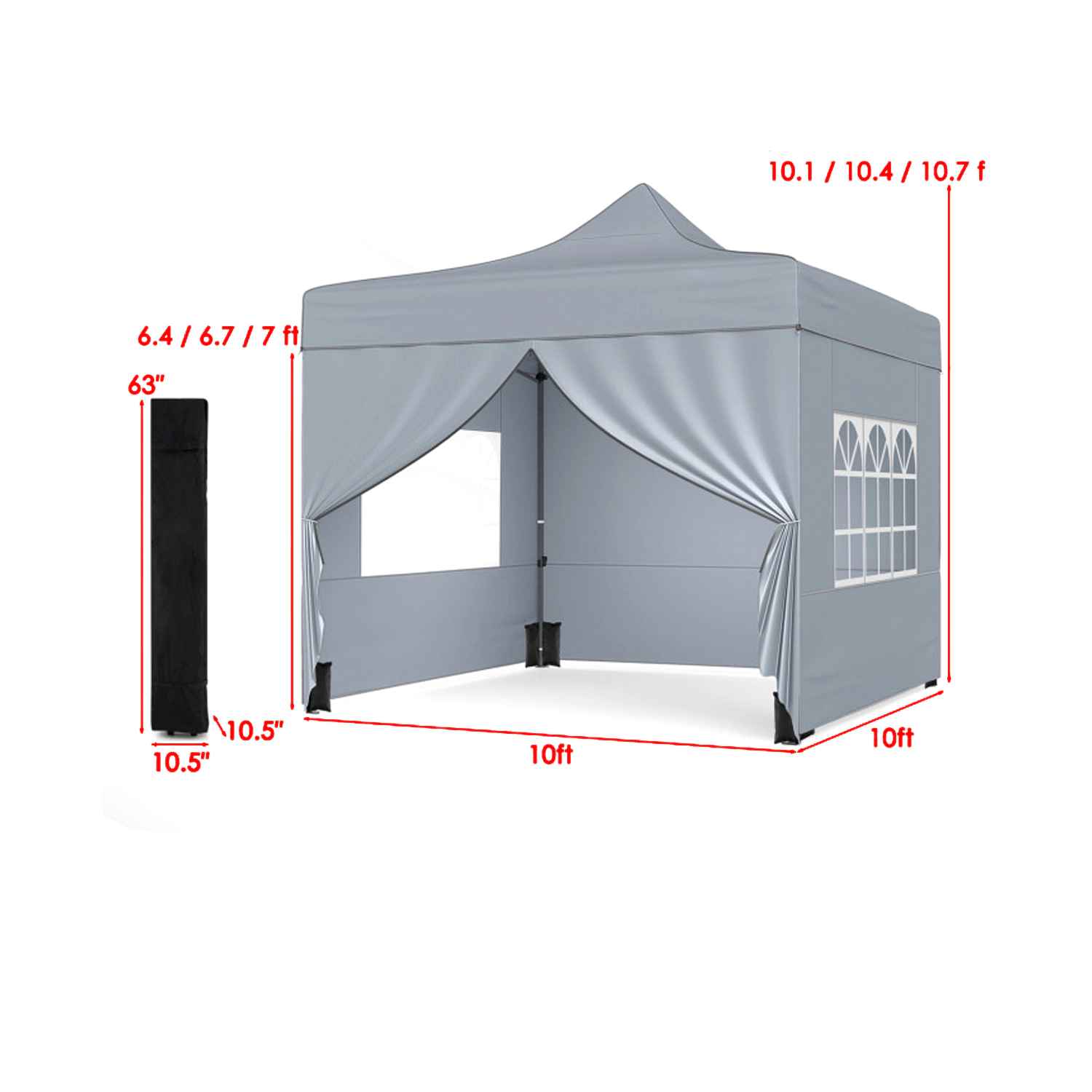 Hivvago Portable Folding Canopy with 4 Sidewalls and Wheeled Case
