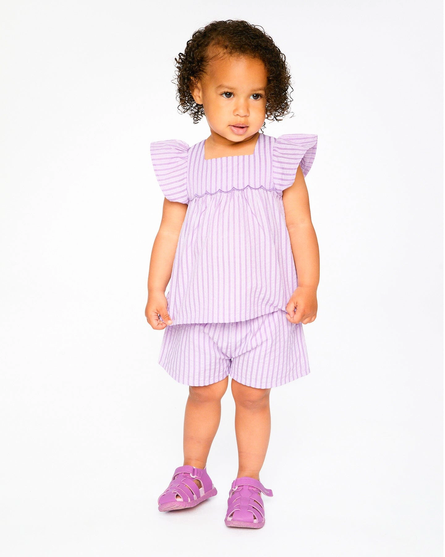 Deux par Girls Top and Short Set Stripes