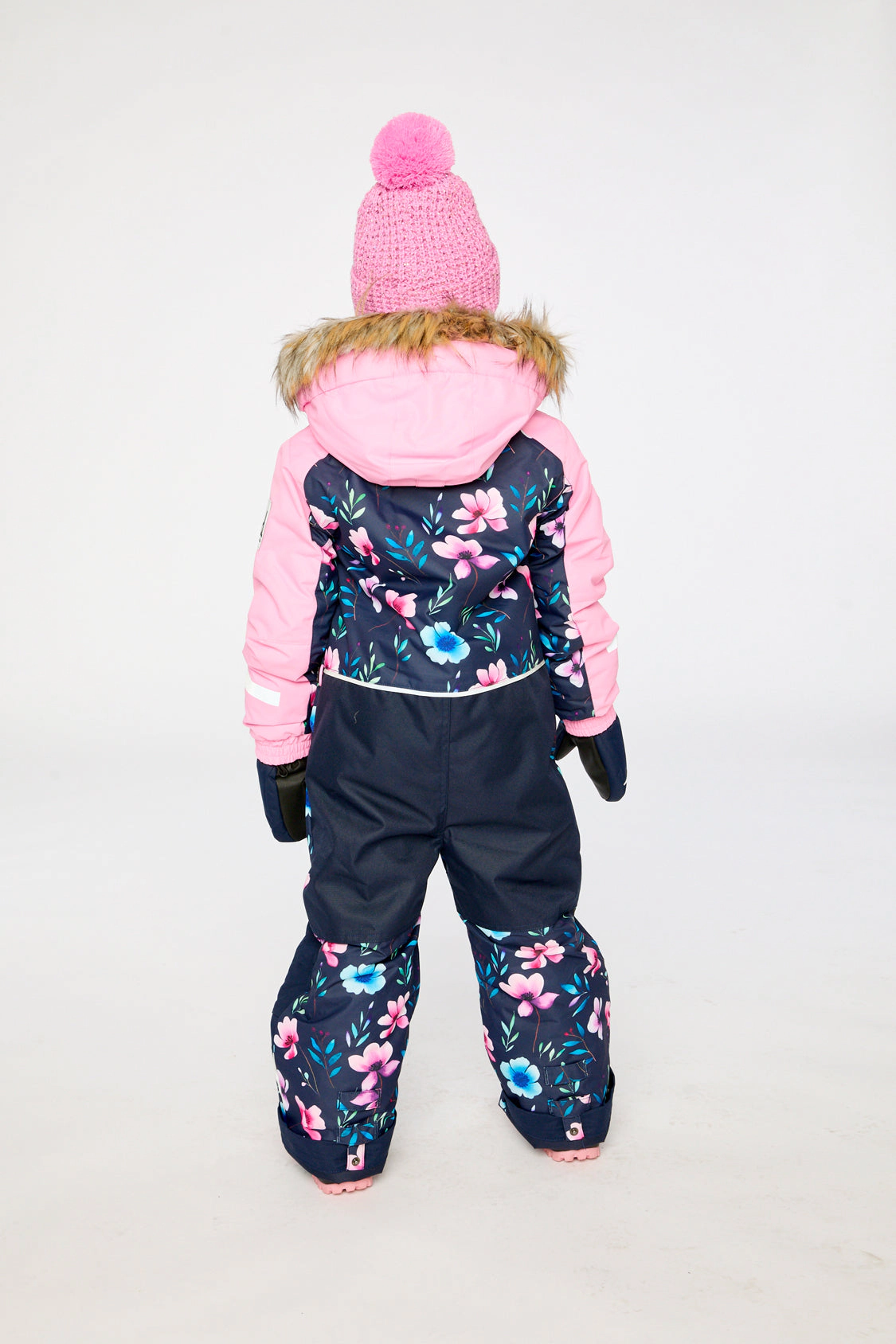 Deux par Girls Floral Print One Piece Play Snowsuit with Detachable Hood