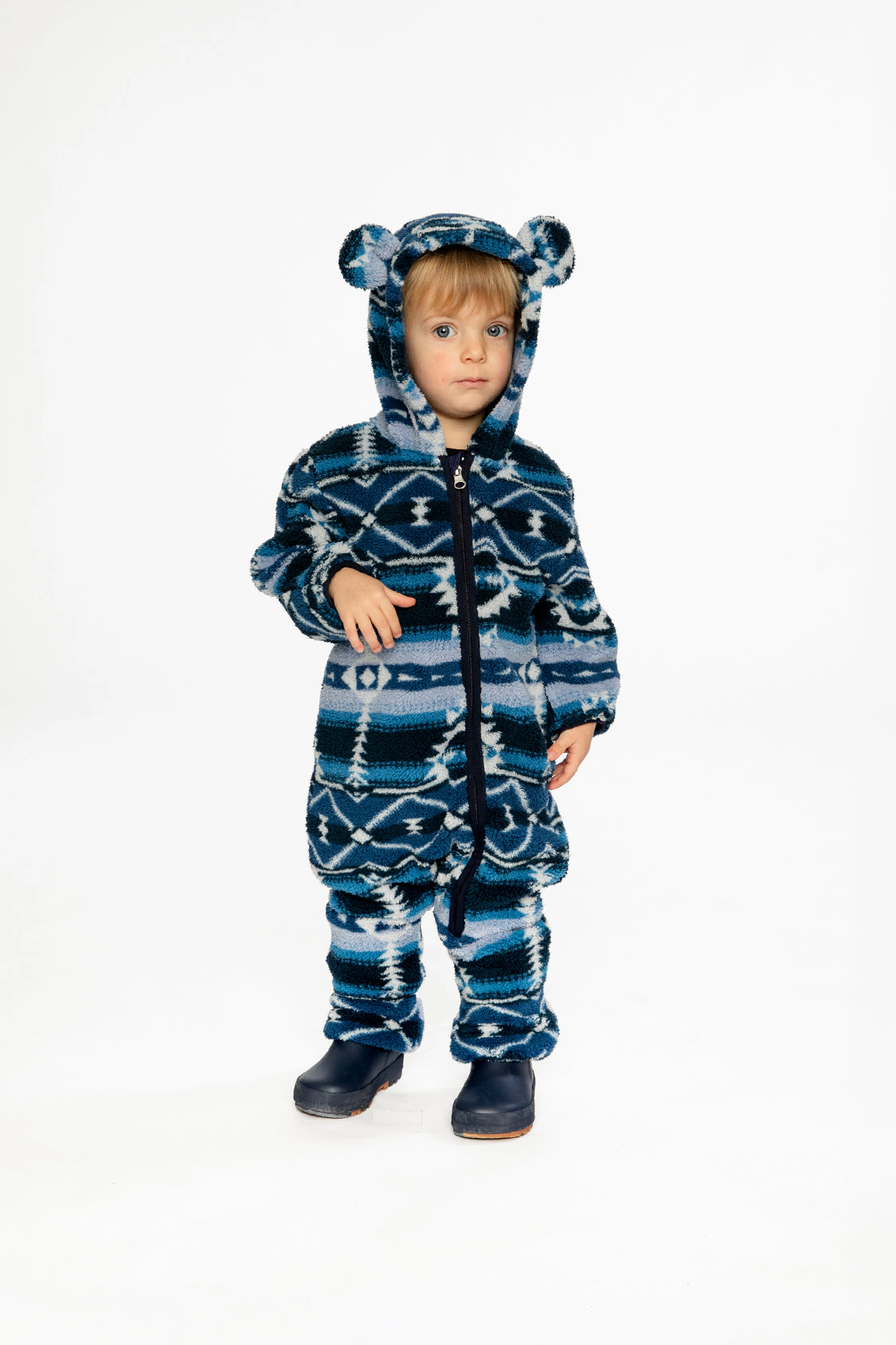 Deux par Deux Boys Animal Ear Hooded Mid-Season Plush One-Piece Outerwear