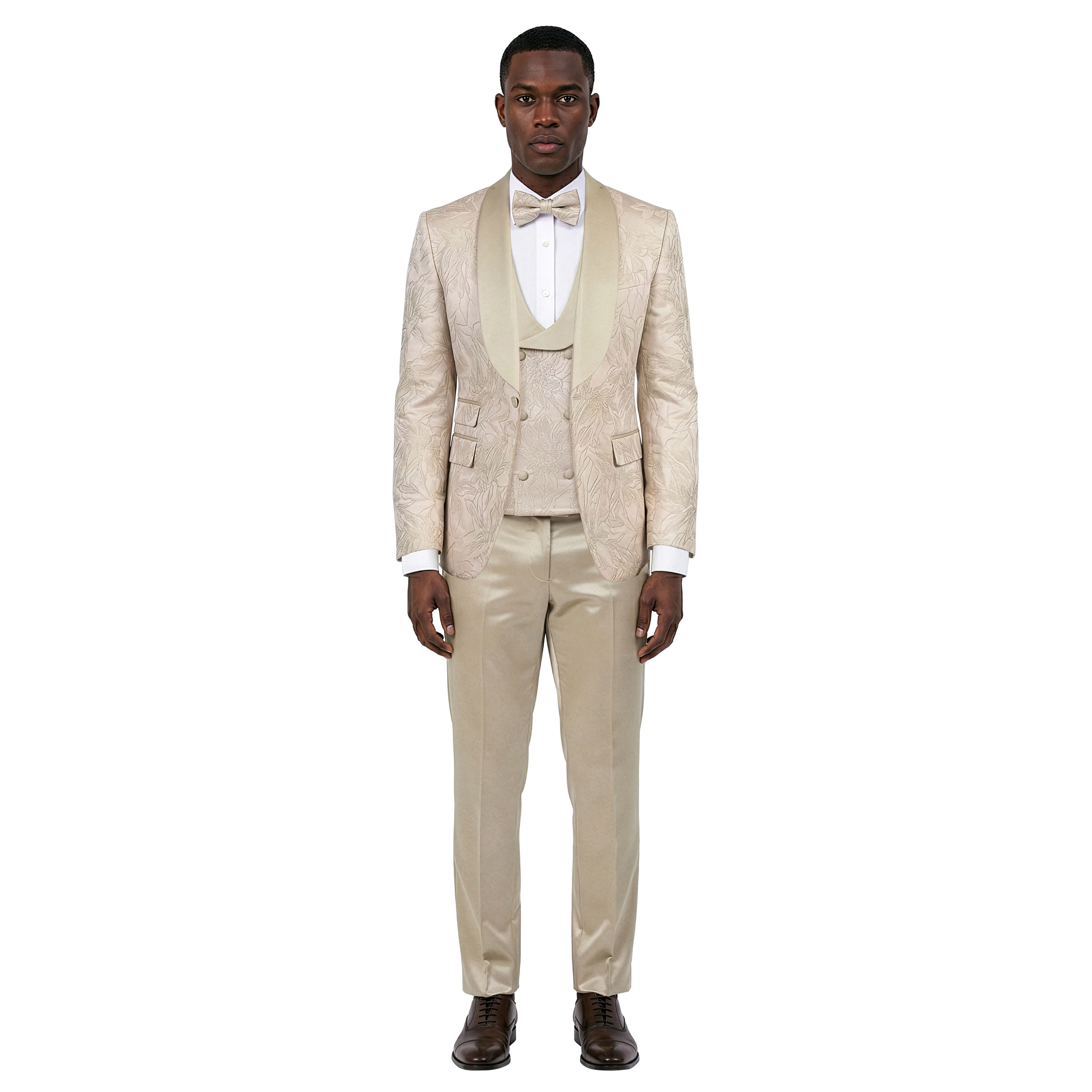 Tazzio Men’s Wide Satin Shawl Collar 3-Piece Tuxedo Set