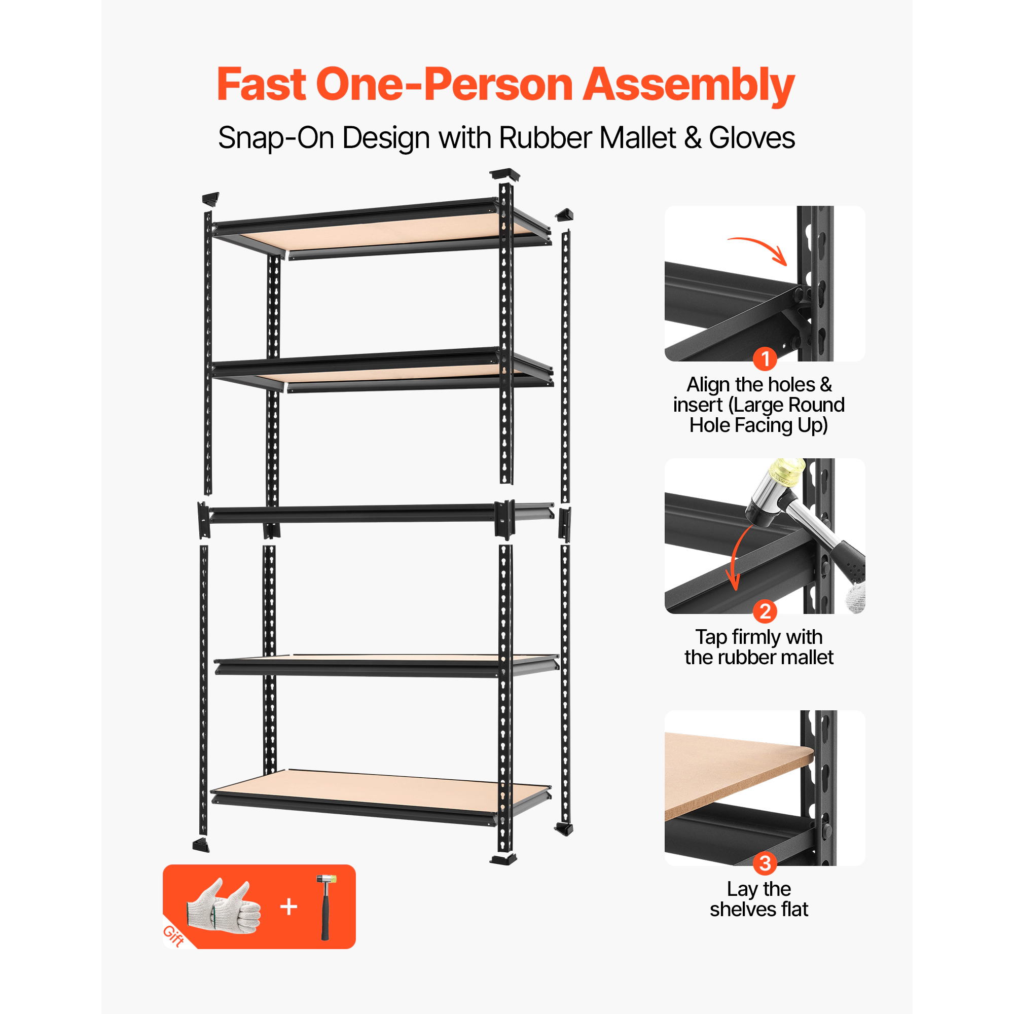Flynama 5 Tier 47.5 x 18 in Stainless Steel Shelving 330 LB Per Shelf for Kitchen Commercial Office and Garage Storage
