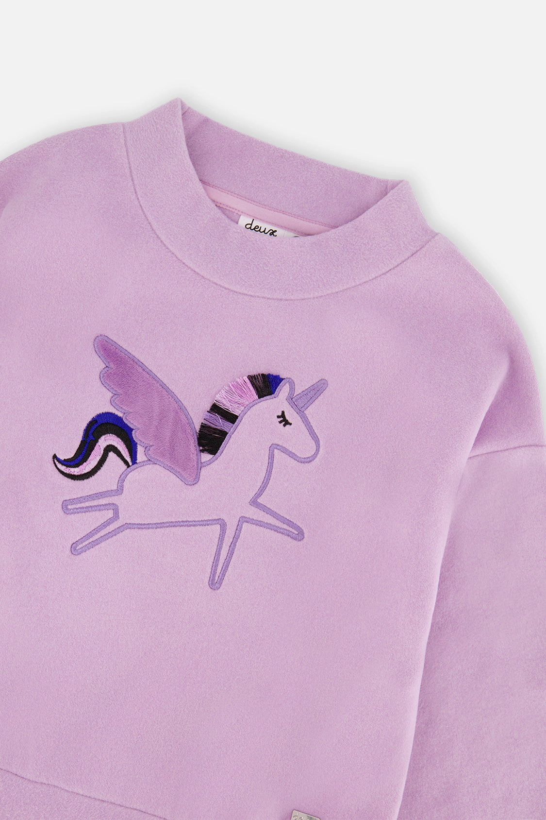 Deux par Girls Unicorn Embroidered Bi-Material Dress