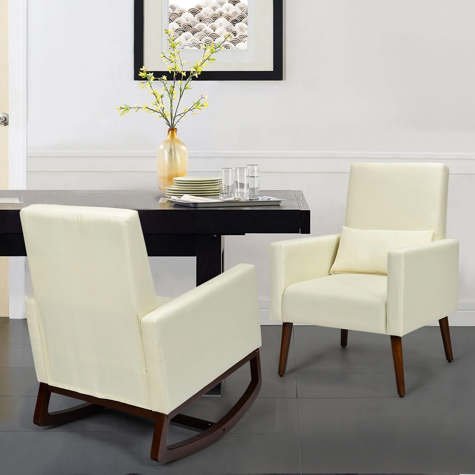 SlickBlue Unisex Rocking Accent Chair, 2-in-1 Linen Armchair