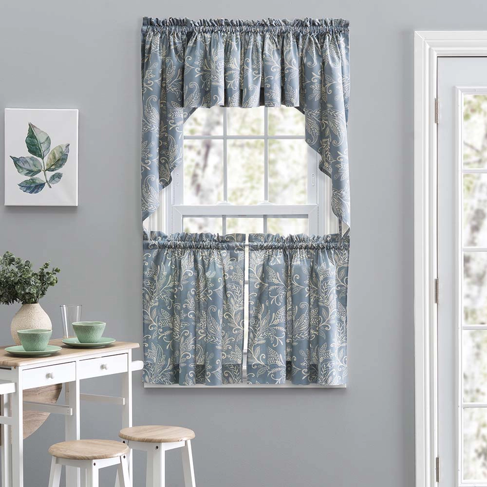 Ellis Curtain Lexington Leaf Pattern on Colo Ground Curtain Tiers