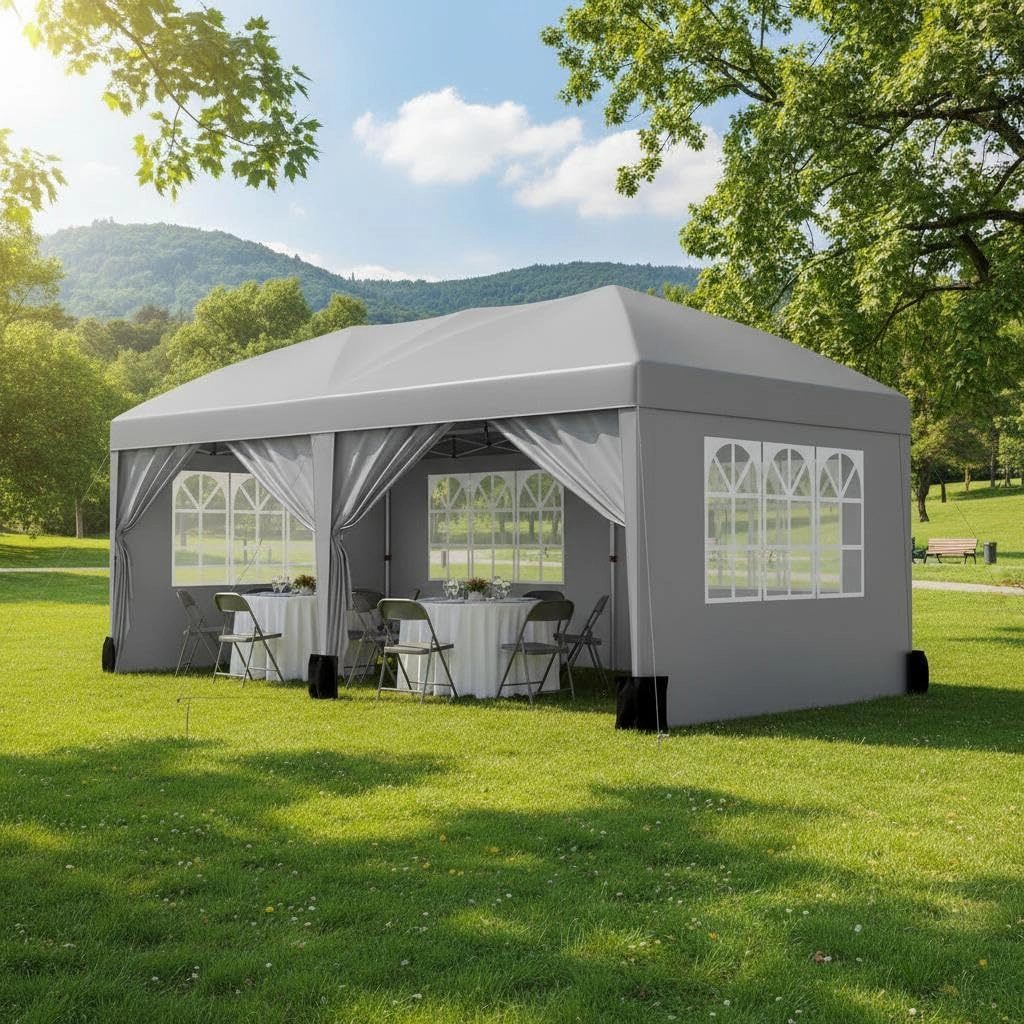 20x33ft Party Tent with Sidewalls, Water & UV Resistant, Wavy Edge Roof, Open or Enclosed for Weddings BBQs Events