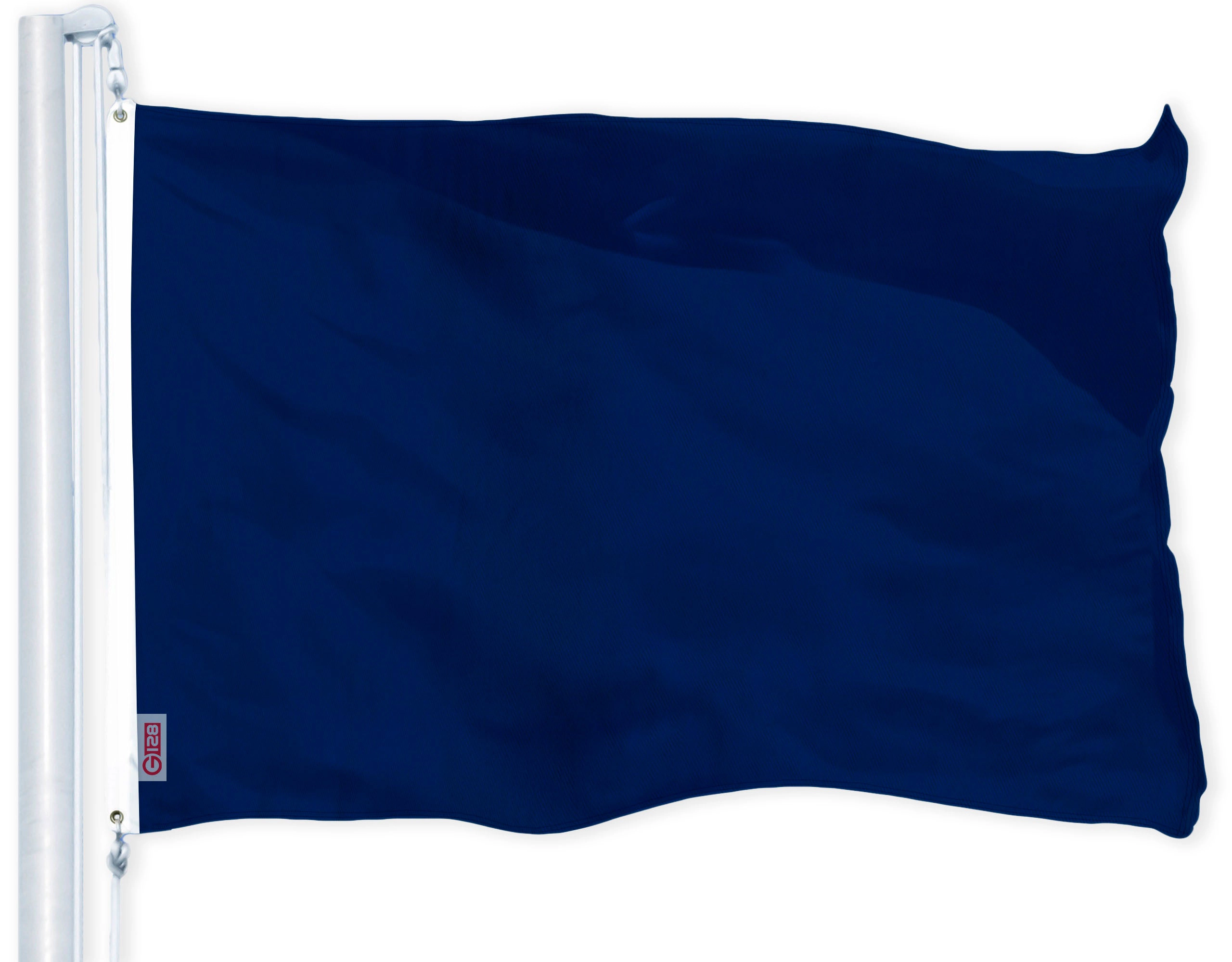 G128 Solid Blue Flag - 3x5 ft, 150D Polyester, Dye-Sublimated, Brass Grommets, Heavy-Duty Heading.