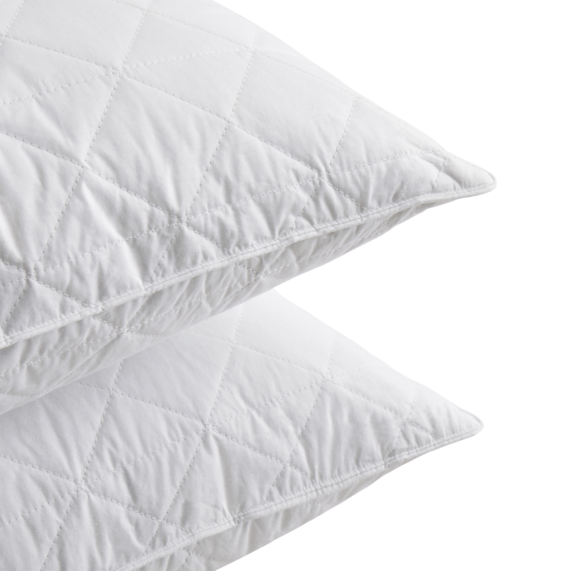 Unikome 100% Cotton Goose Feather Pillows Set of 2, Wave Quilted Design, Medium-Firm Support