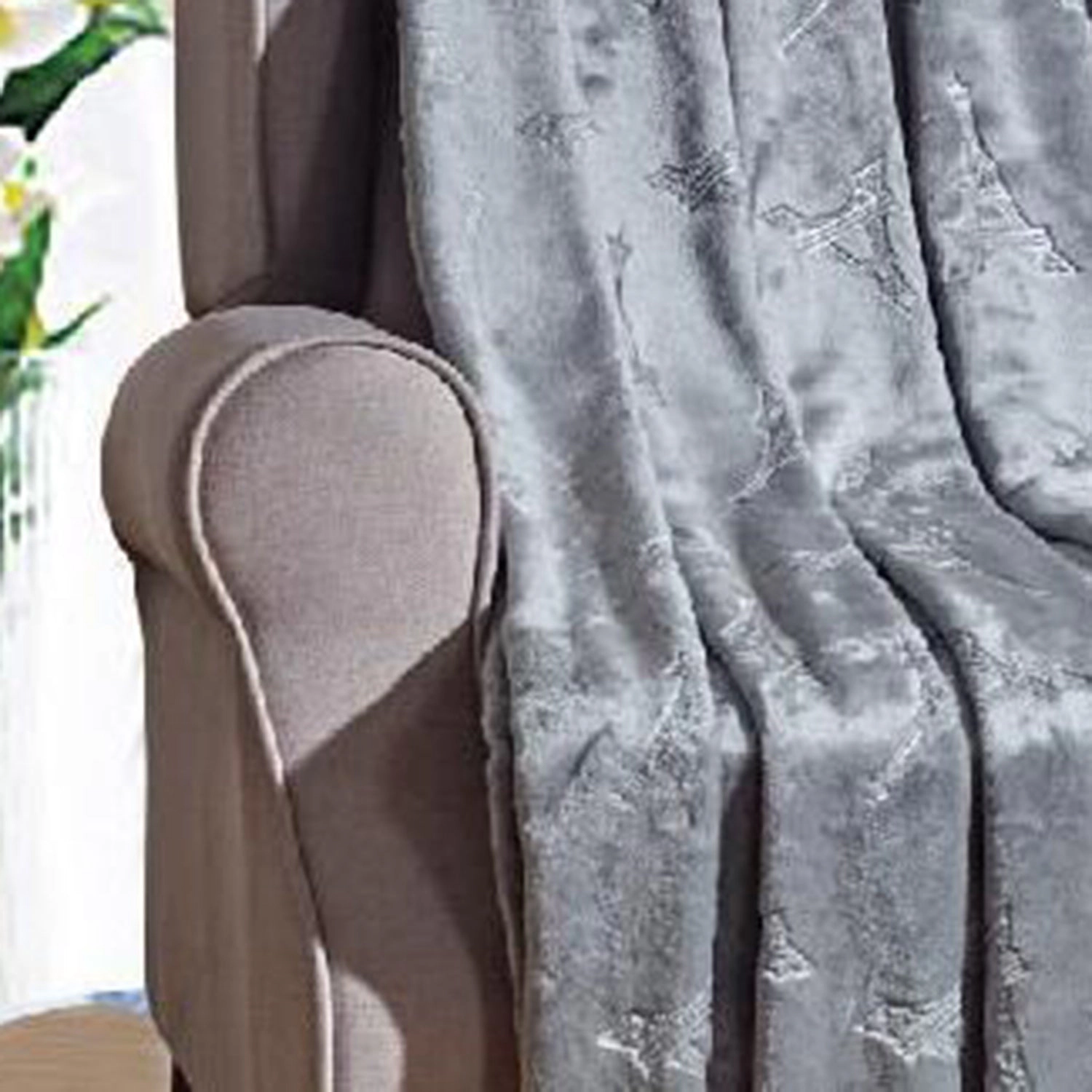 Plazatex Eiffel Tower Embossed Decorative Super Soft Throw Blanket for Sleep/Decor 2 Pack 50" x 60" Grey