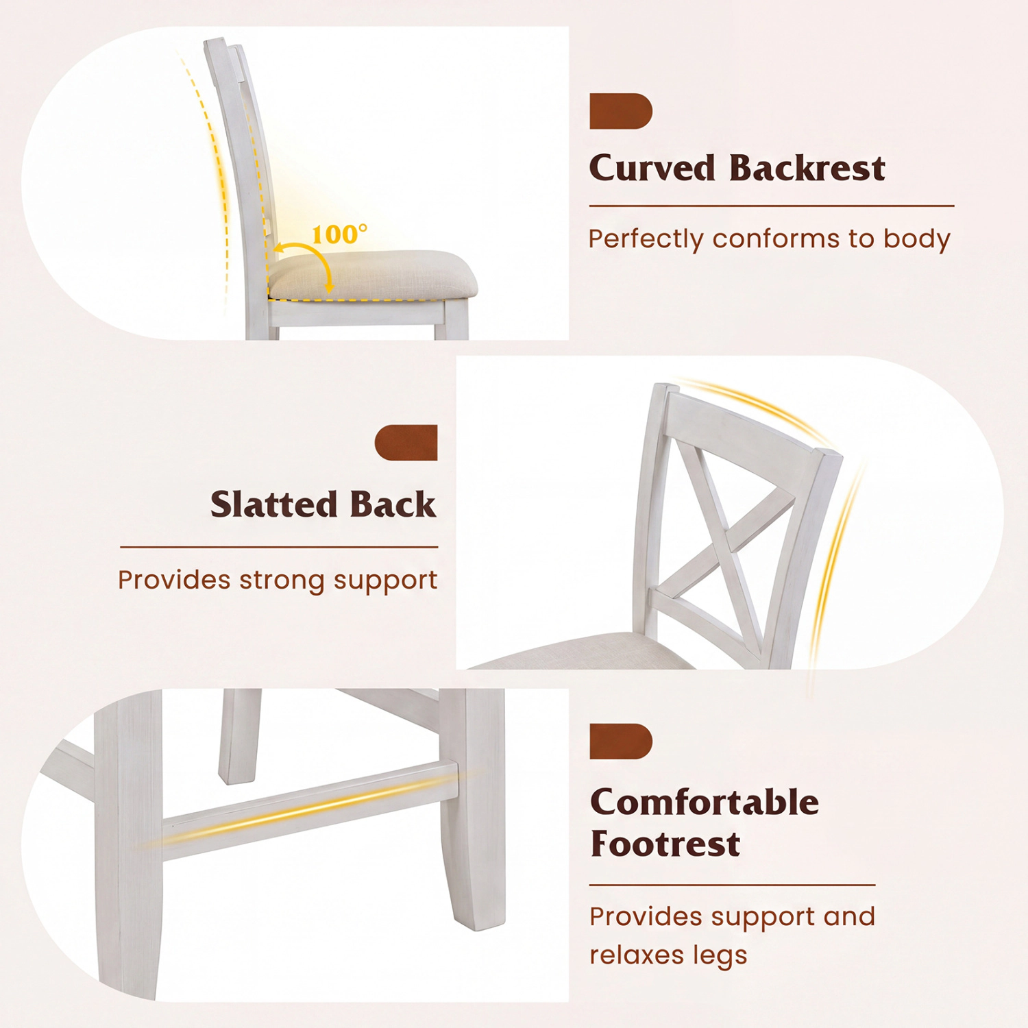 Hivvago Set Of 4 Modern Farmhouse Counter Height Stools With Footrest