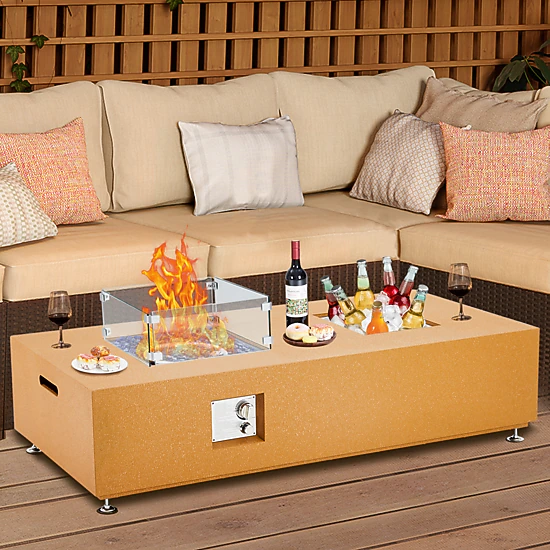 BebreezChic Portable Gas Fire Pit Table with Sturdy Steel Frame Wind ...