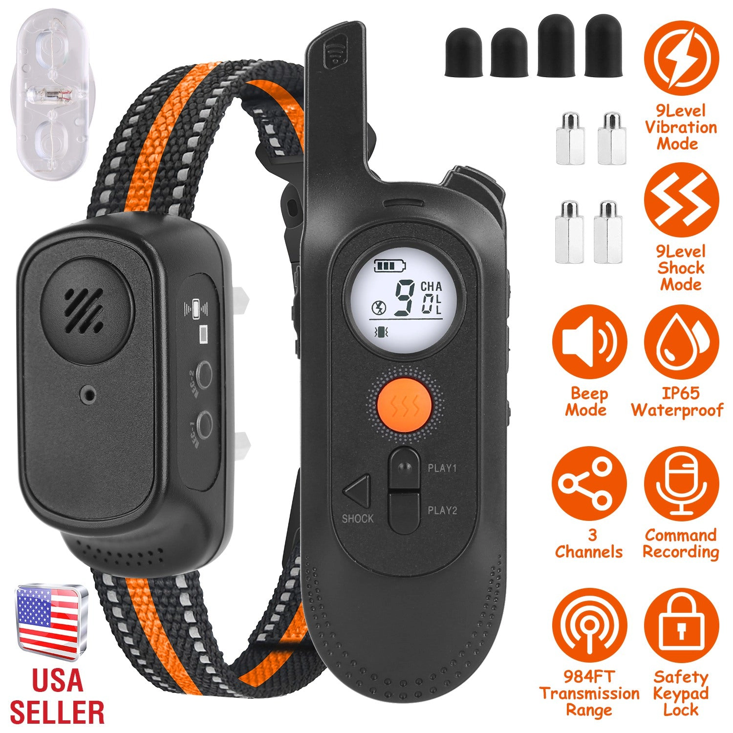 GBruno Waterproof 3-Channel Dog Training Collar