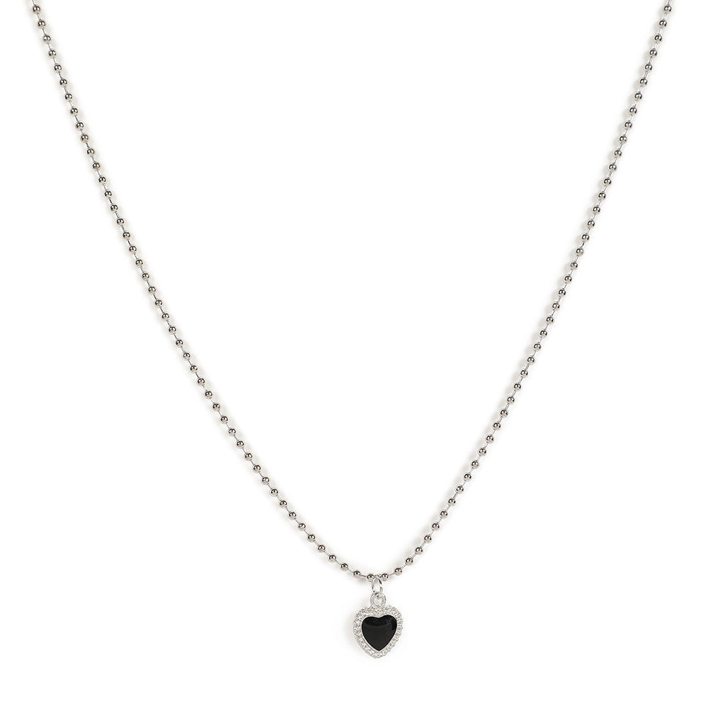 SOHI Women's Black Silver Plated Designer Necklace