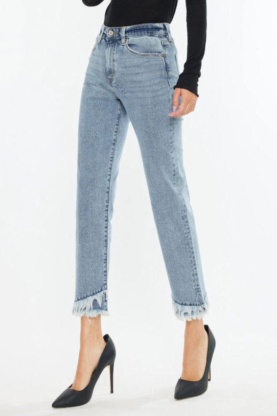 KanCan Women's Essentials High Rise Straight Fit Leg Jeans Clover