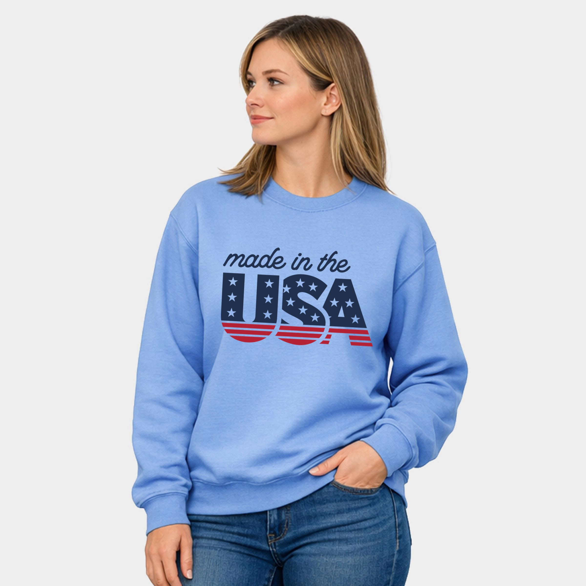 Simply Sage Market - Made The USA Blue  Women's Graphic Sweatshirt