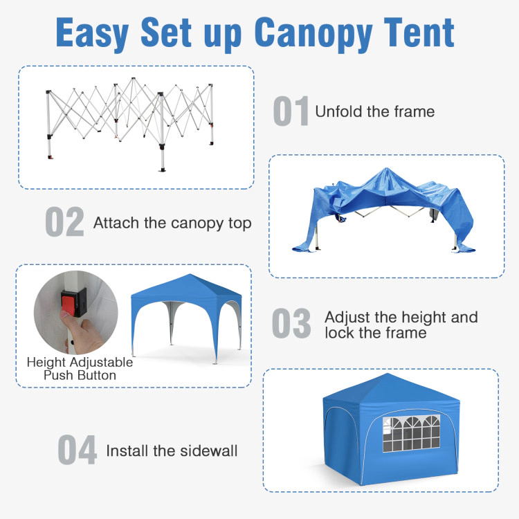 Hivvago 10 X FT Pop up Canopy Tent with 4 Removable Sidewall
