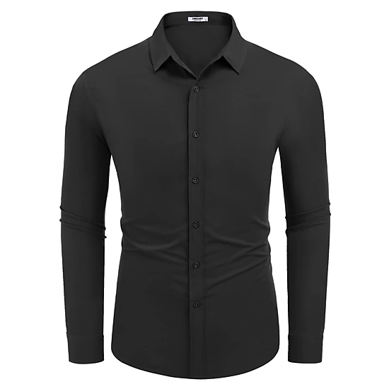 COOFANDY Mens Long Sleeve Dress Shirt Button Down Collar Slim Fit Casual Work Top