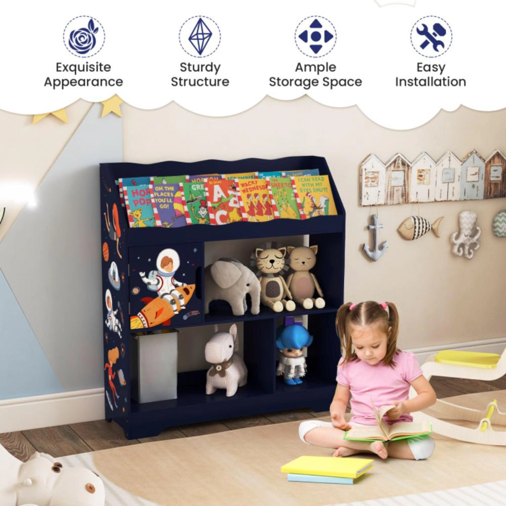Hivvago Kids Toy Storage Organizer with Book Shelf and Cabinet