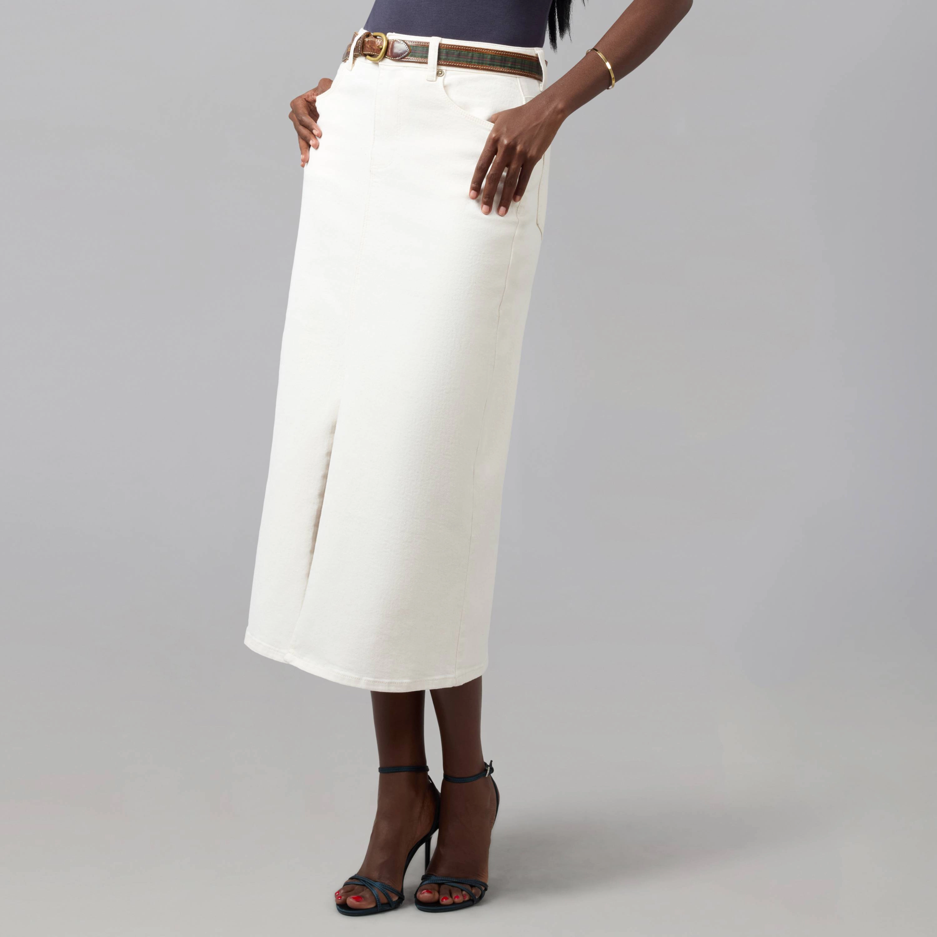 Lola Denim Womens Halston High Rise Maxi Skirt