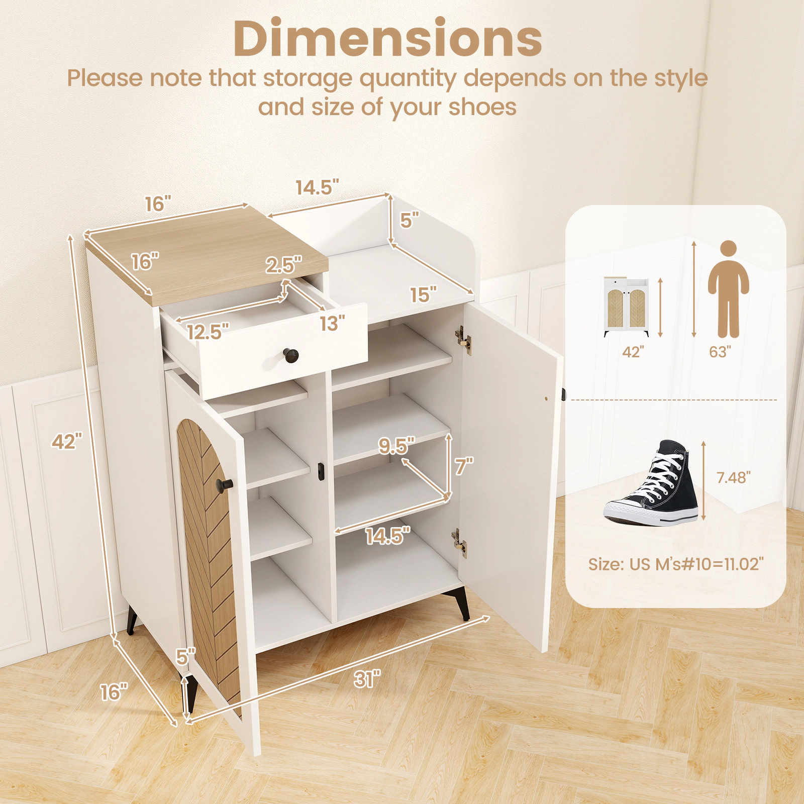 SlickBlue 6 Tier Shoe Storage Cabinet with Metal Legs
