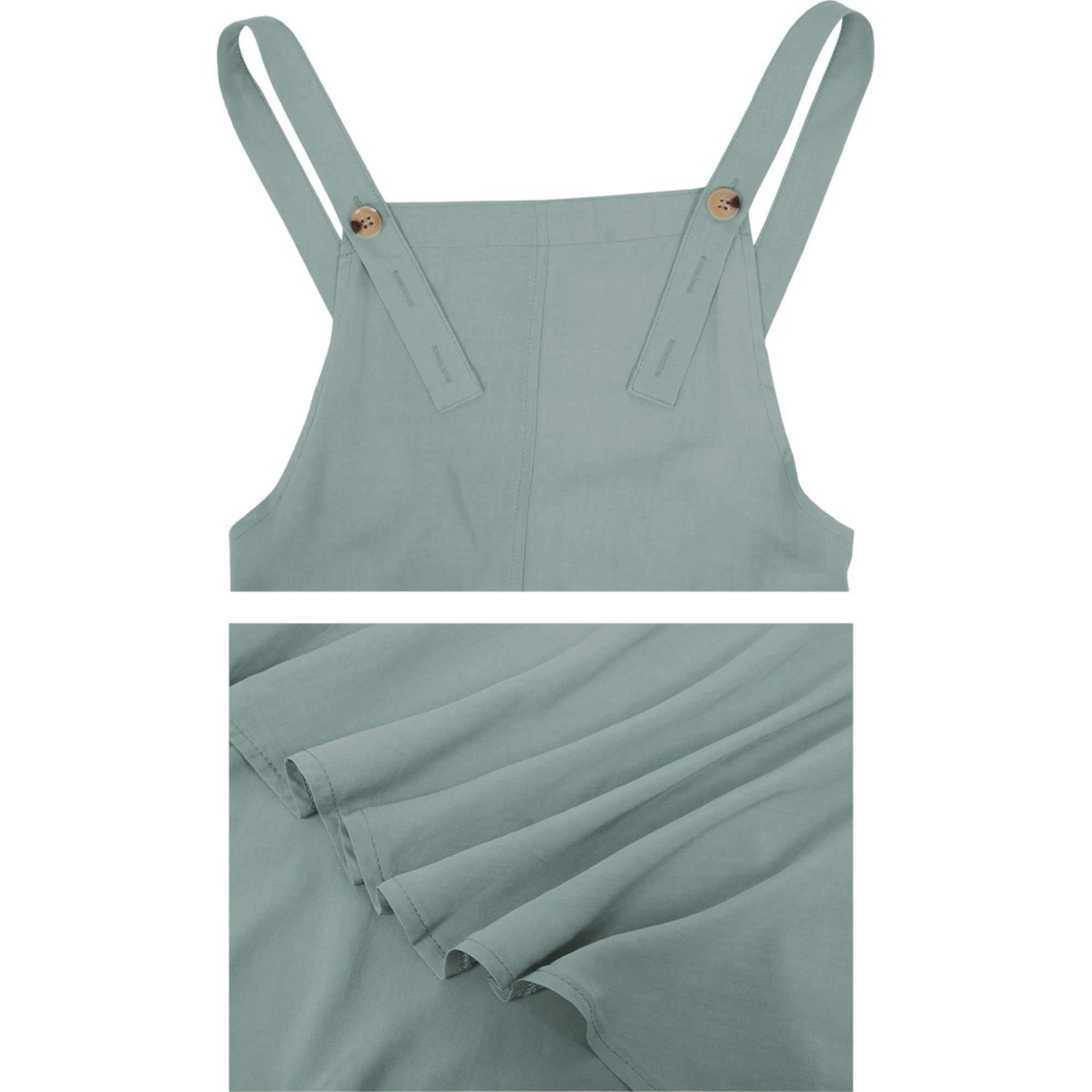 Anna-Kaci Women's Sleeveless Button Front High Low Ruffle Apron Dress