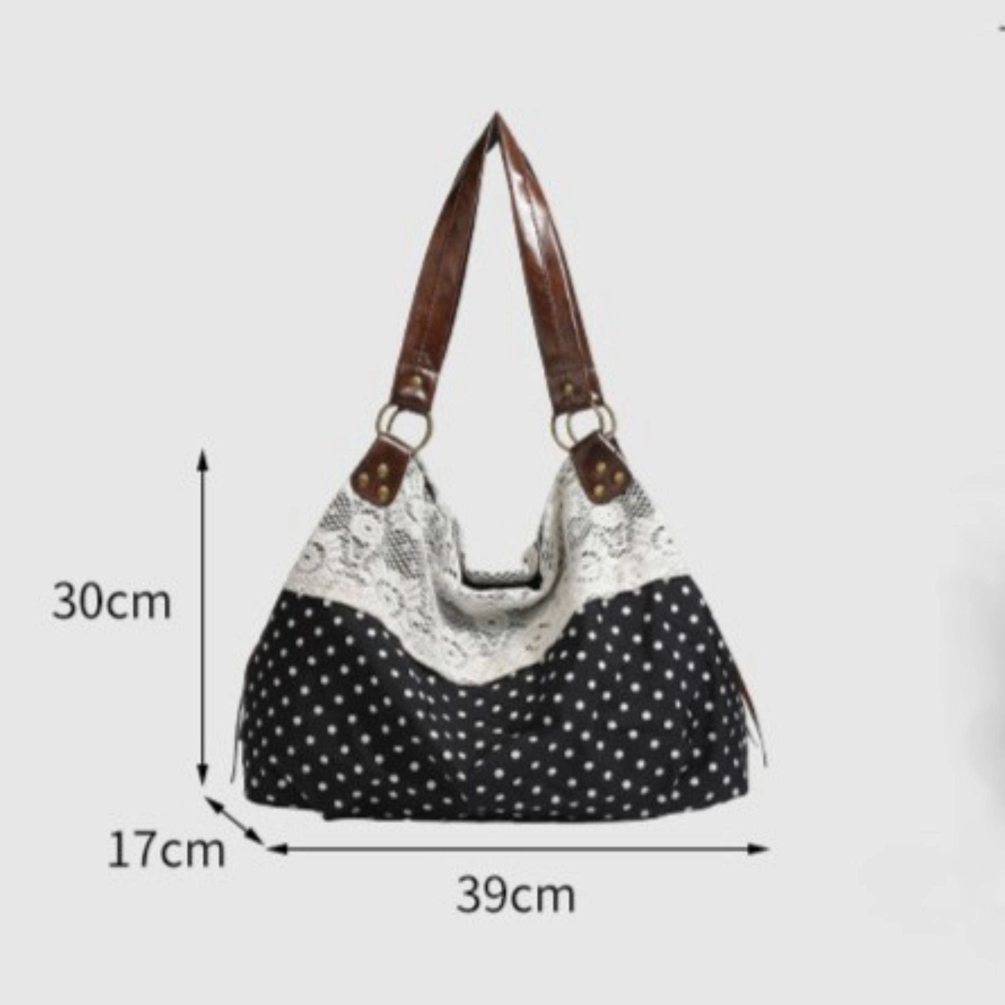 Alilang Women's Polka Dot Lace Accent Shoulder Bag for Women