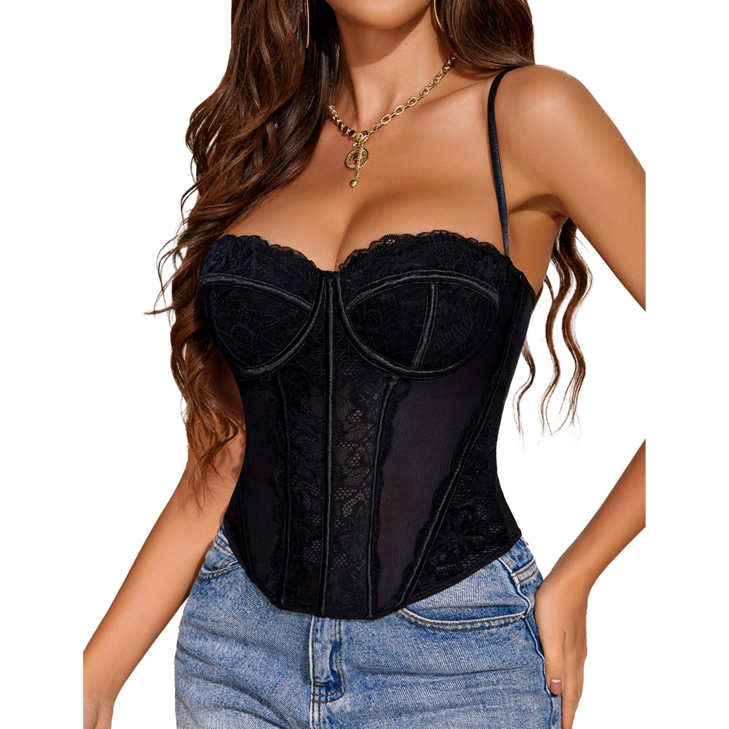 Avidlove Women's Lace Underwire Bustier Corset Top