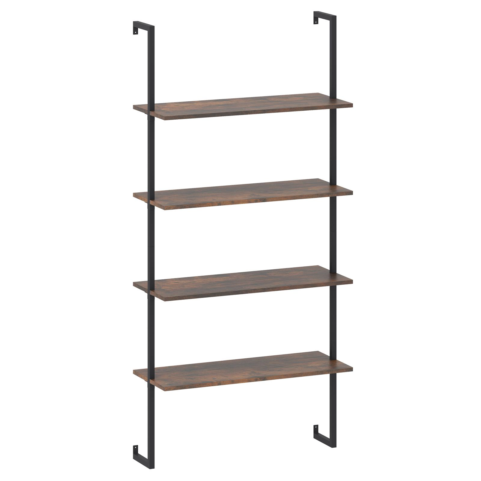 SlickBlue 4-Tier Floating Ladder Shelf, Metal Pipe Wall Organizer