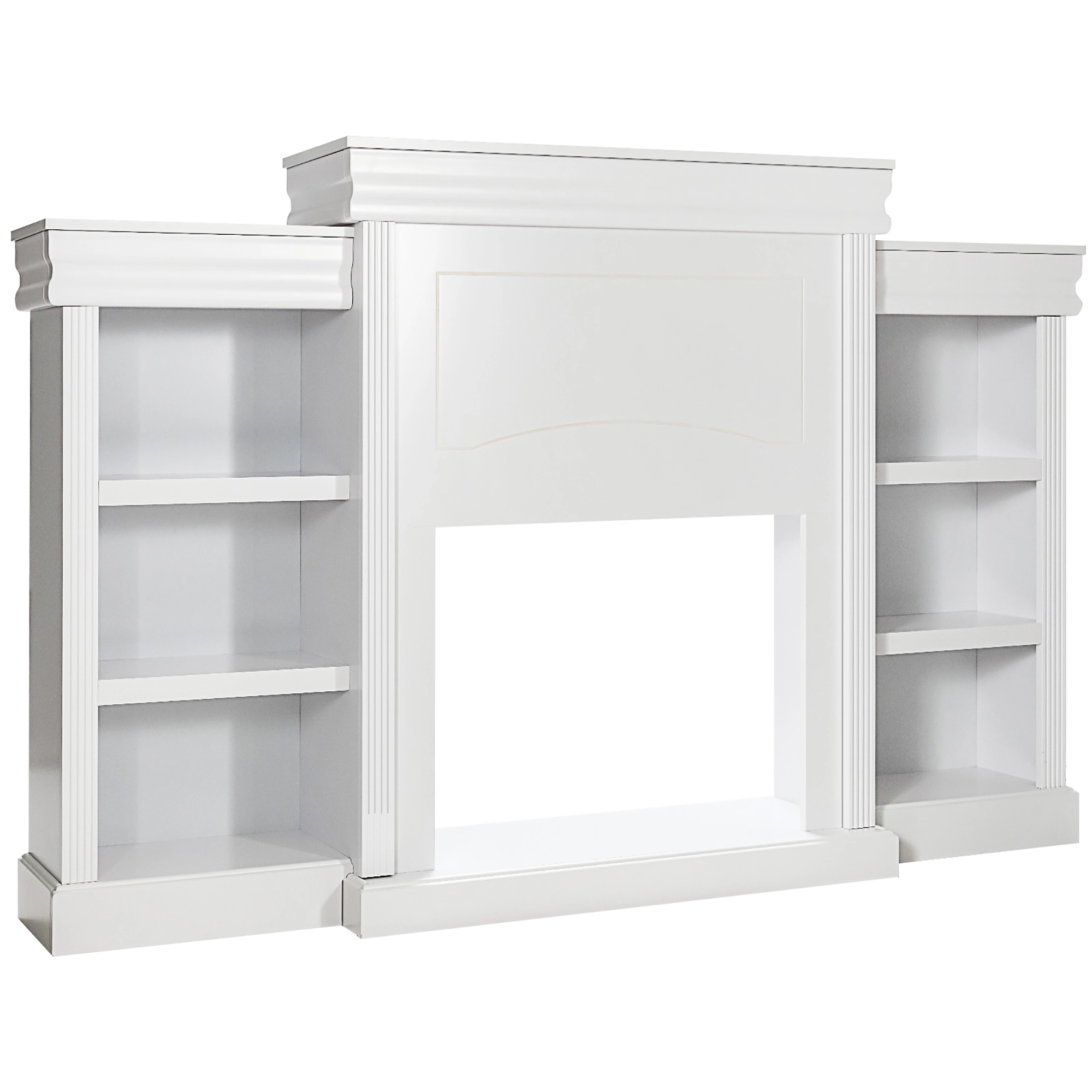 Costway 70'' Fireplace TV Stand Modern Media Entertainment Center Bookcase Black