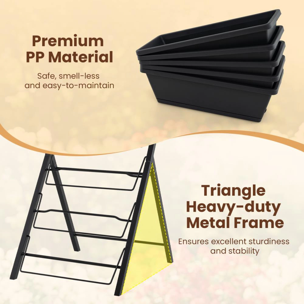 Hivvago 5-Tier Vertical Raised Garden Bed with Drainage Holes for Patio