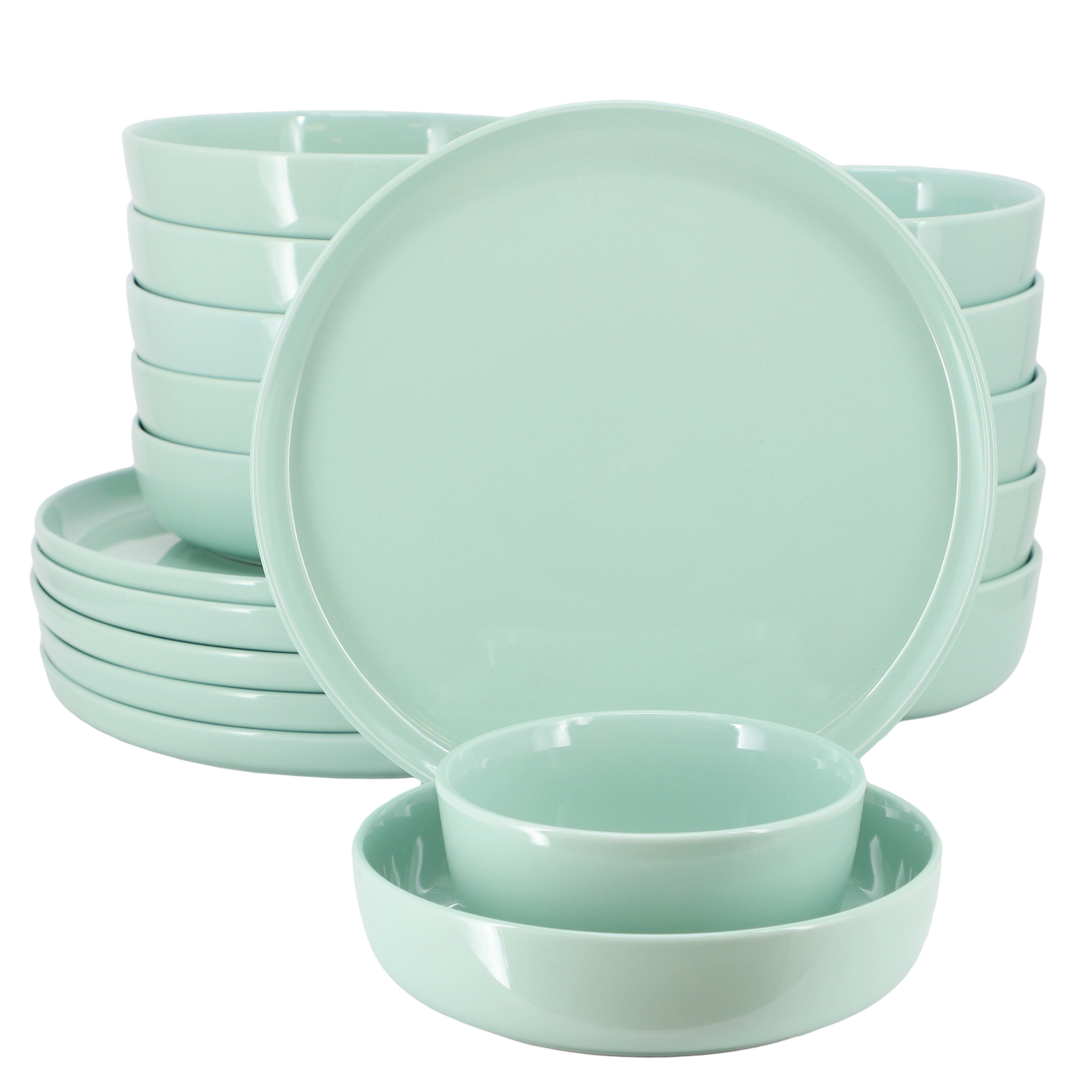 Elama Duncan 18 Piece Porcelain Dinnerware Set in Mint