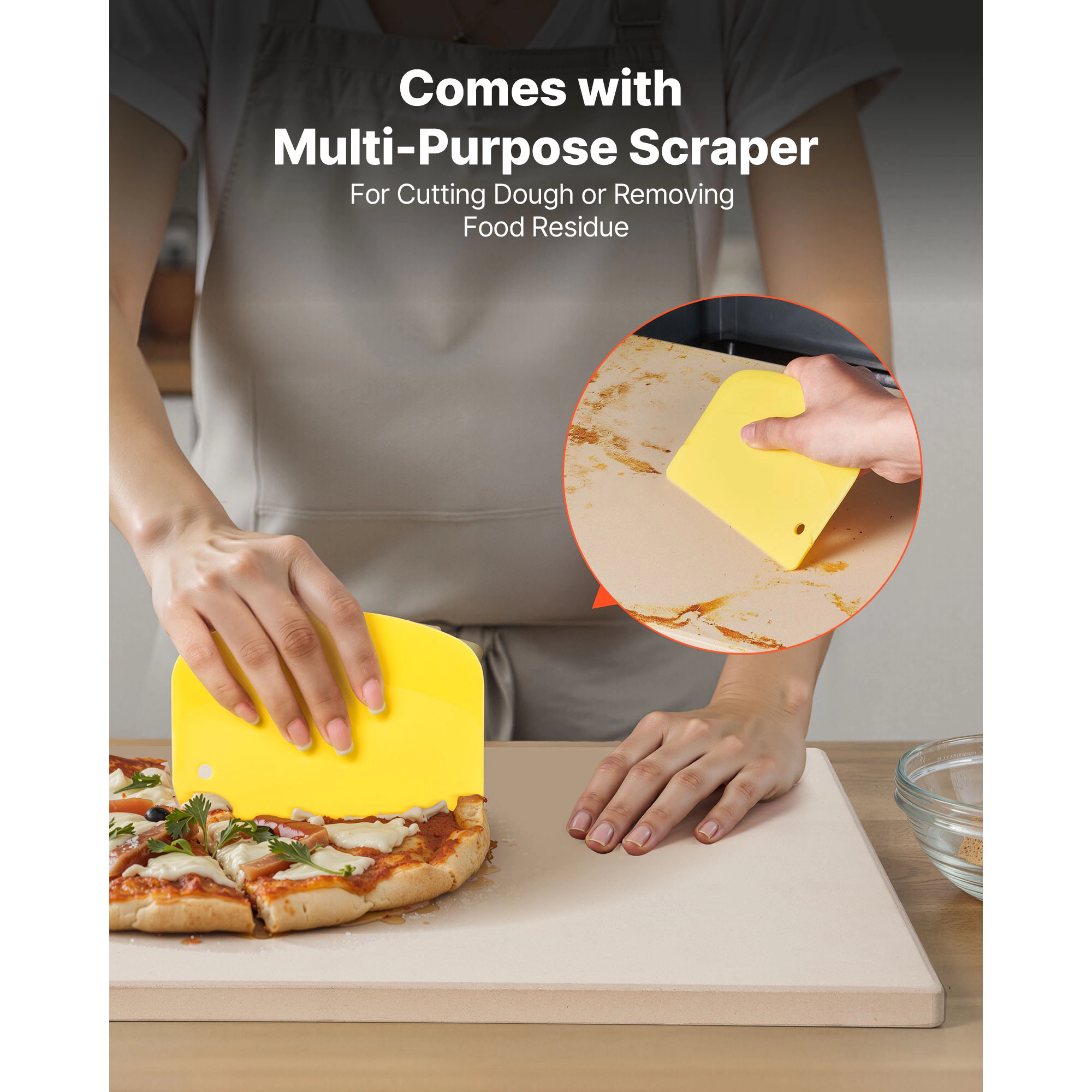 HONGGE Large Cordierite Pizza Stone 1450℉ Heat-Resistant for Oven BBQ