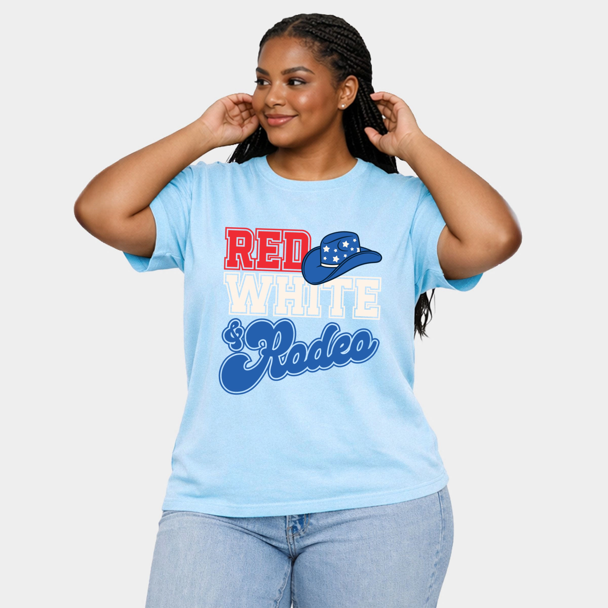 Simply Sage Market - Red White And Rodeo Women's Plus Sized Garment Dyed Graphic T-Shirt