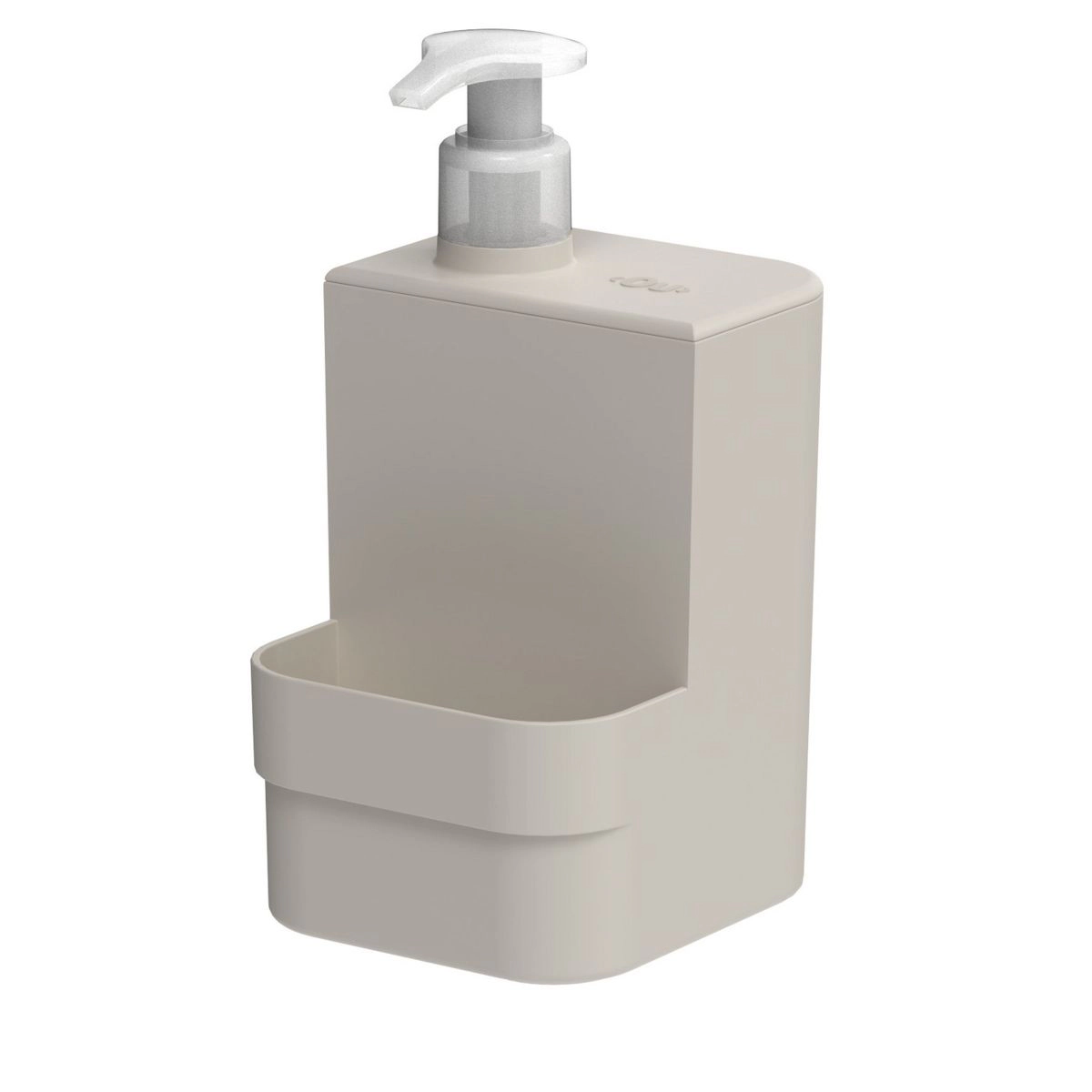 OU 16oz Dish Soap Dispenser w/ Sponge Holder, Refillable Plastic Dispensing Pump Bottle Kitchen Sink Organizer