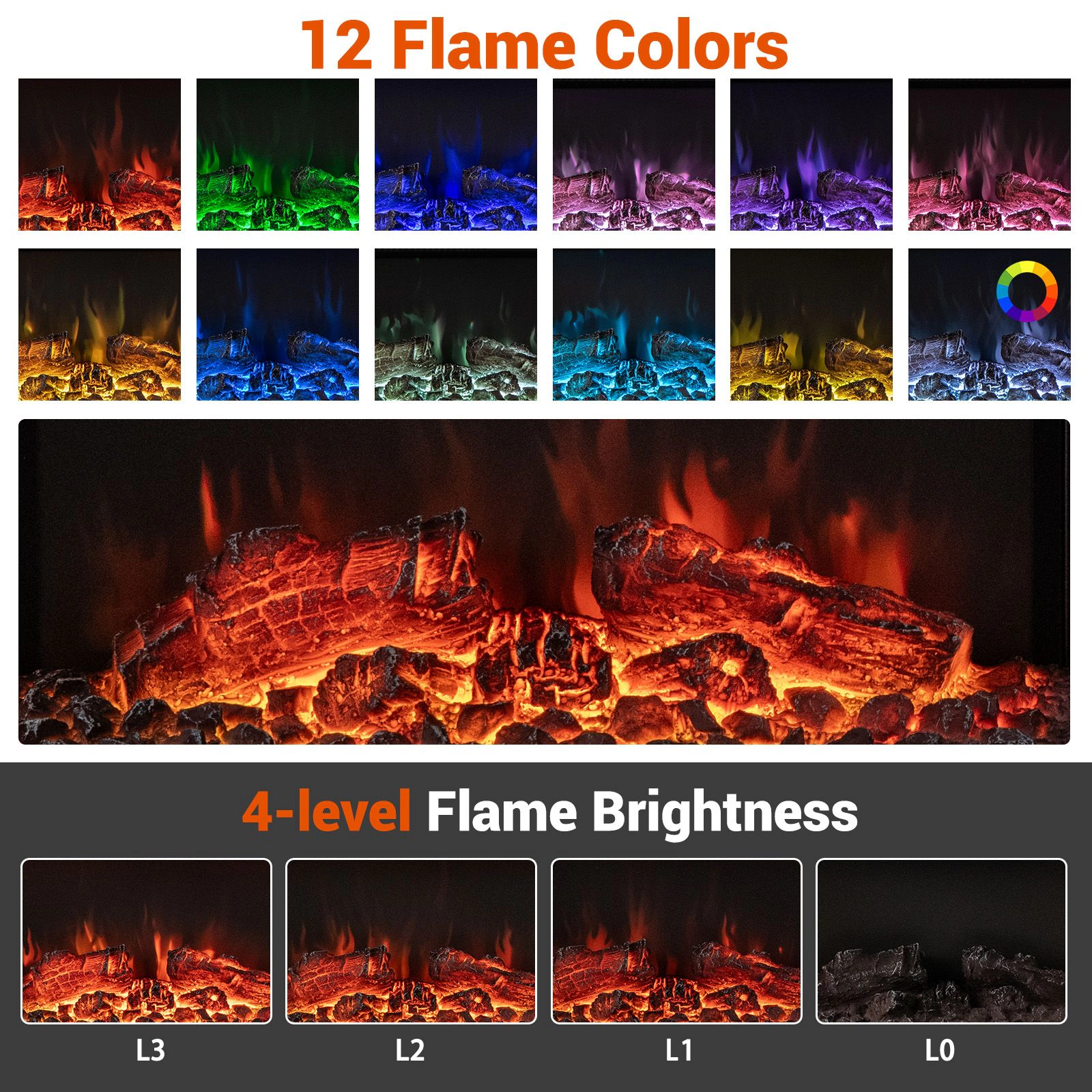 SlickBlue 32 Inch Wall Fireplace Heater with Floating Mantel