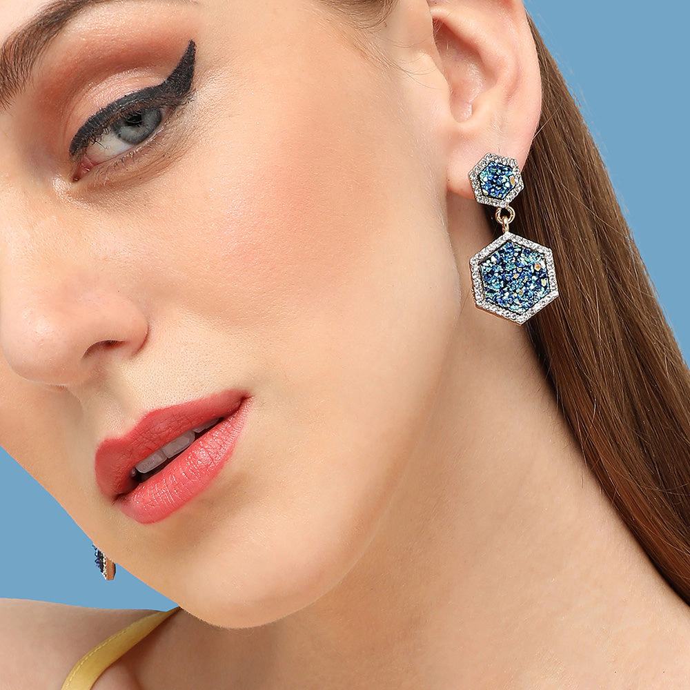 SOHI Women's Blue Drop Earrings