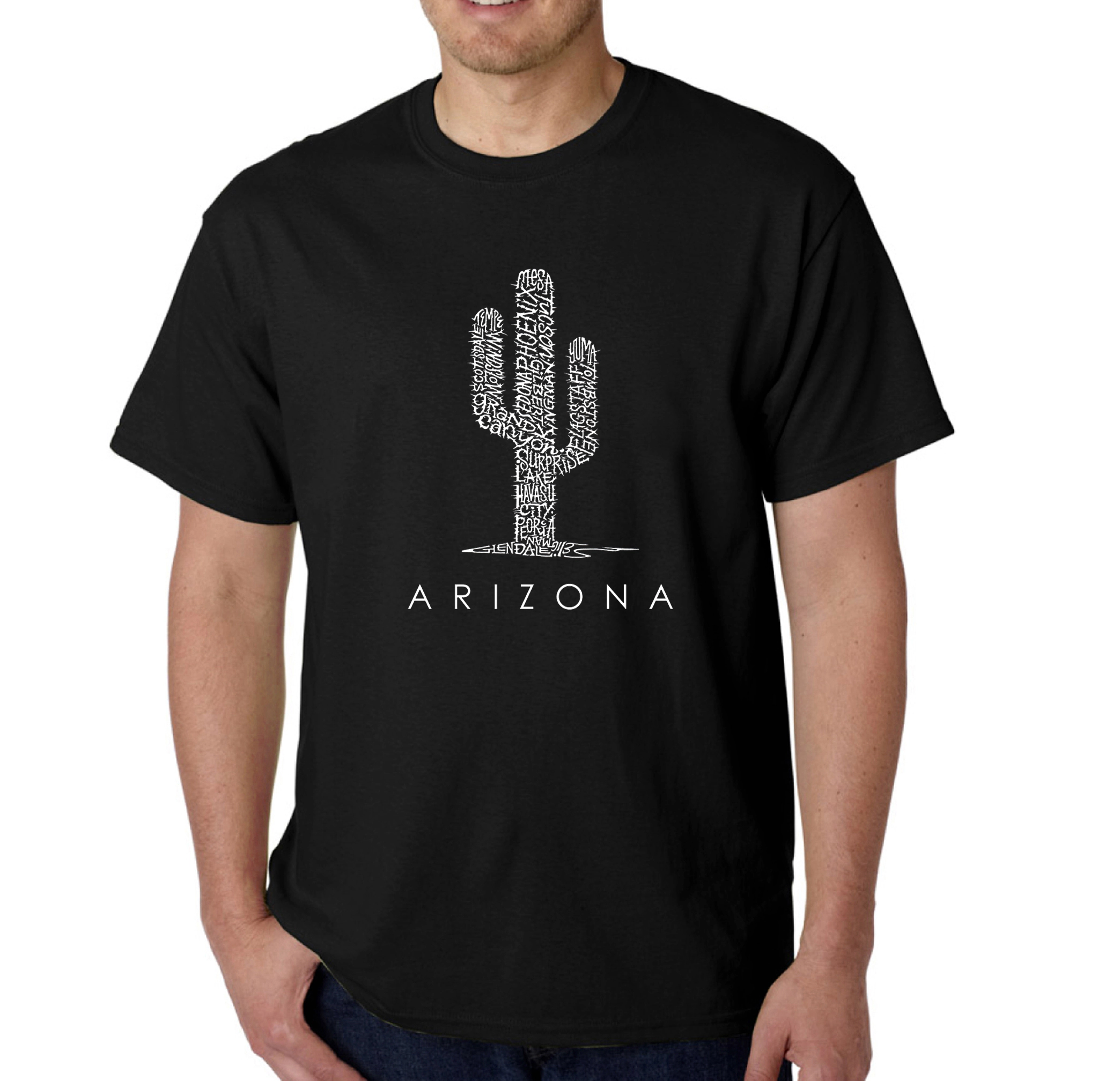 LA Pop Art Men's Arizona Cities Word T-Shirt