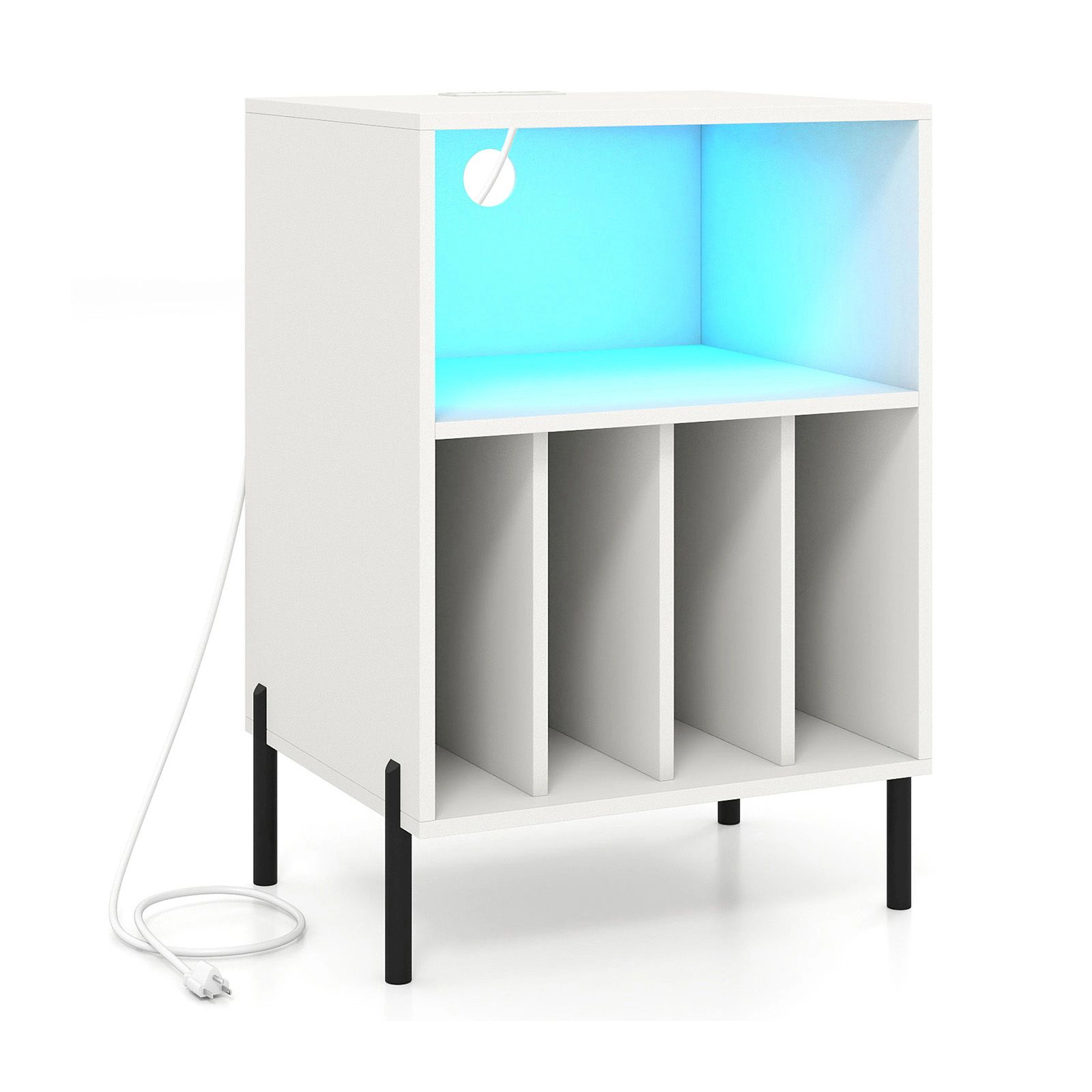 SlickBlue Record Player Stand with LED Light Charging Station