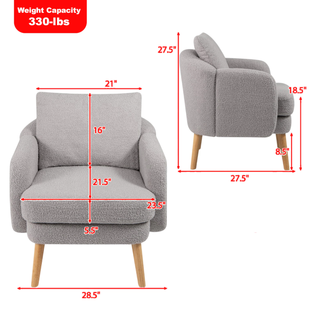 Hivvago Modern Sherpa Upholstered Accent Chair with Soft Seat Cushion for Living Room