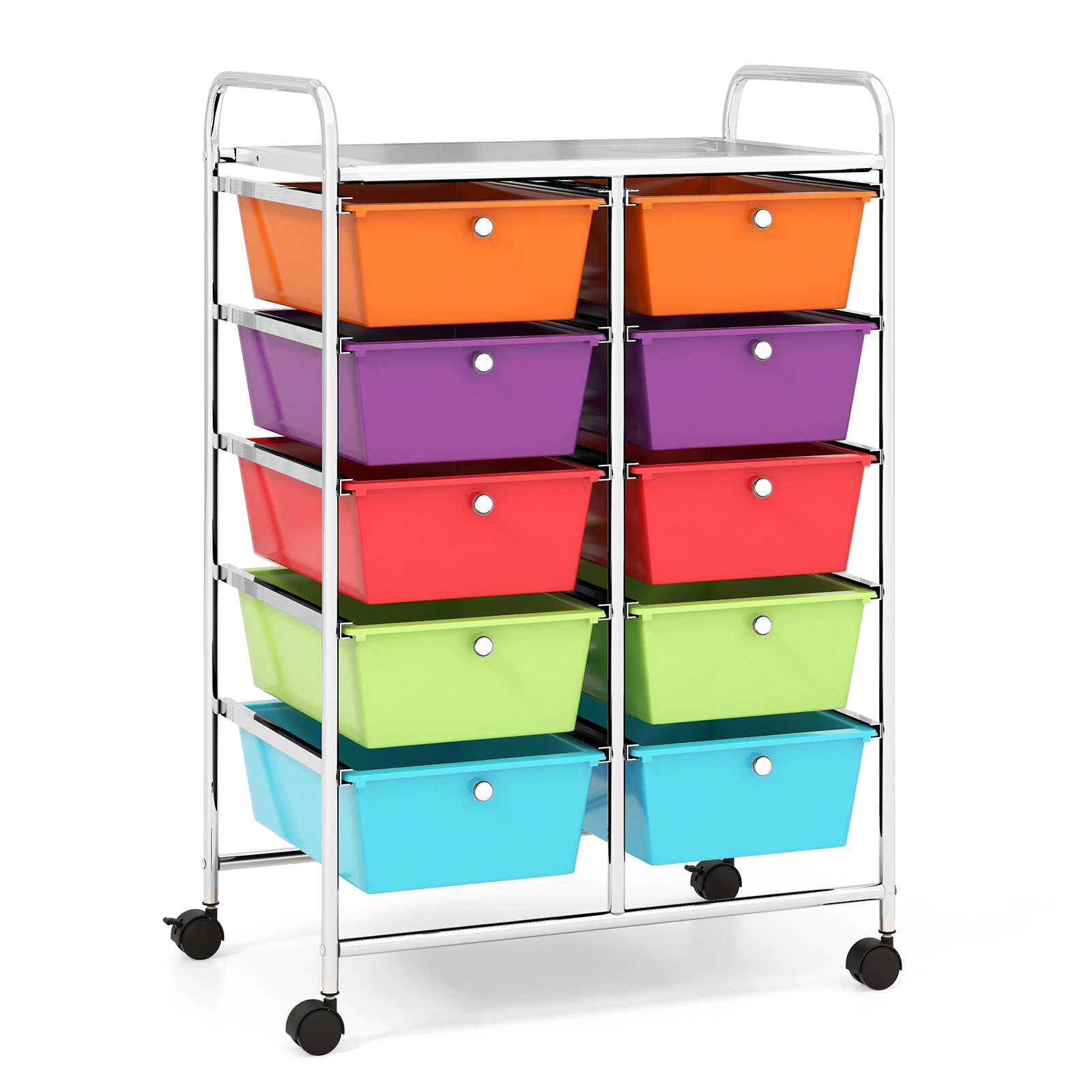 SUGIFT 10-Drawer Rolling Storage Cart with 5 Deep Drawers and Locking Wheels