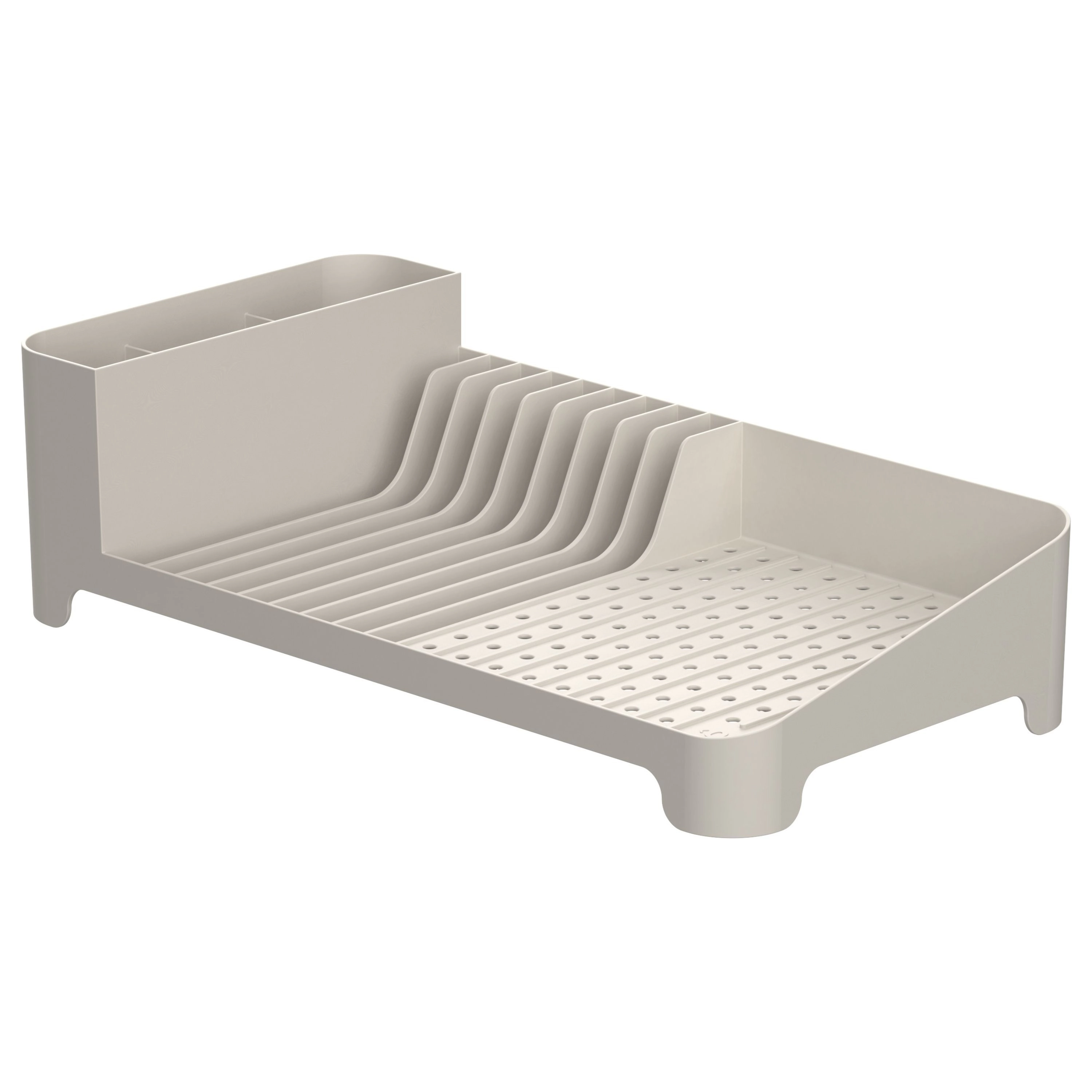 OU Dish Drying Rack Freestanding Polypropylene w/ Utensil Holder, Compact Kitchen Drainer 16" x 8"