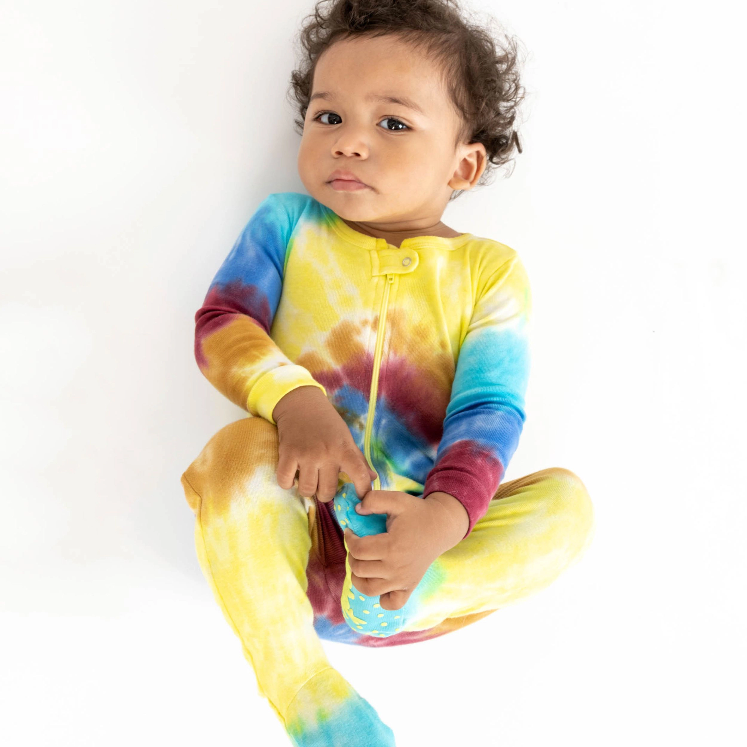 Leveret Toddler Tie Dye Swirl Cotton Footed Pajamas