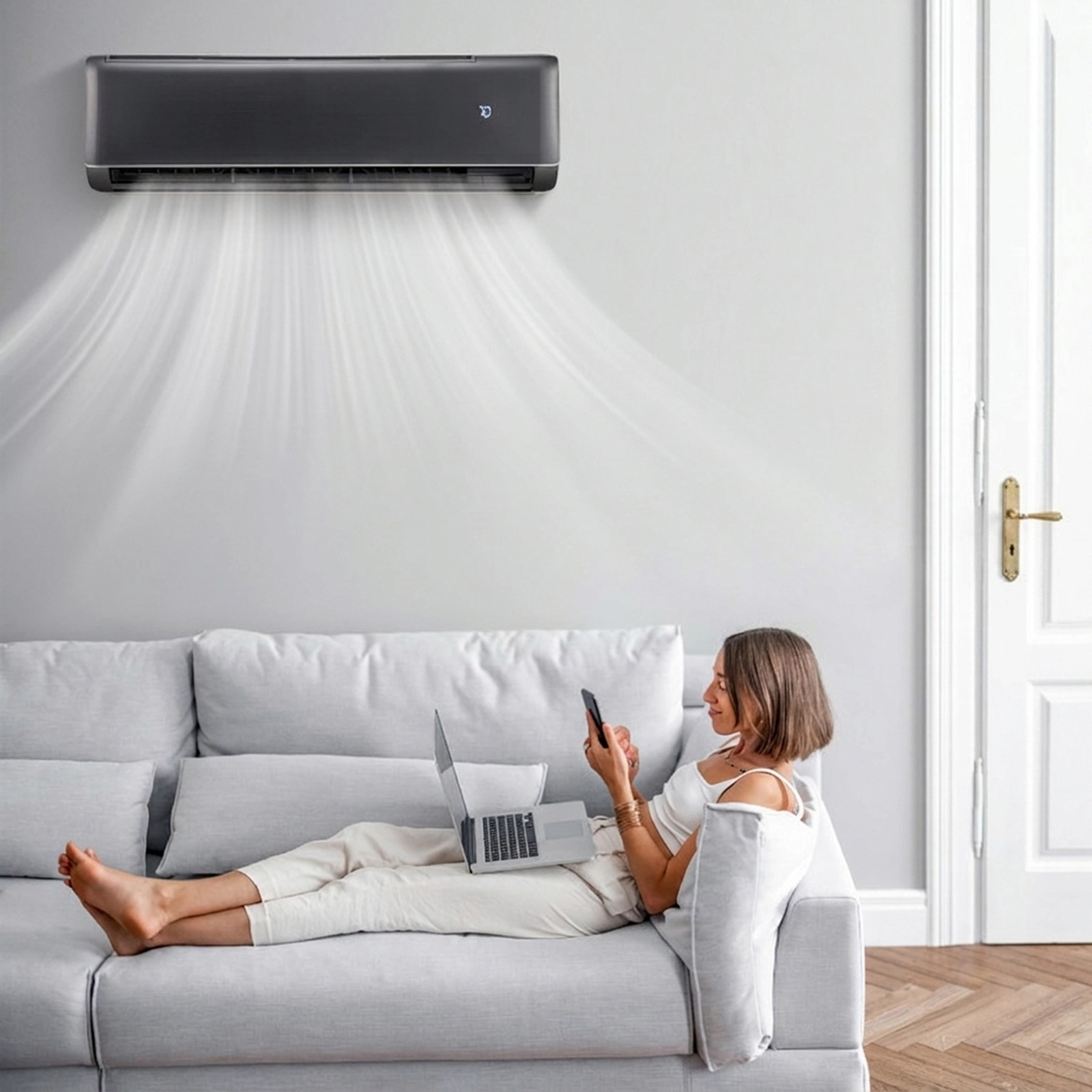 SUGIFT 24000-BTU 21-SEER2 1500-sq ft 208-230V Gray WiFi Ductless Mini Split Air Conditioner and Heater
